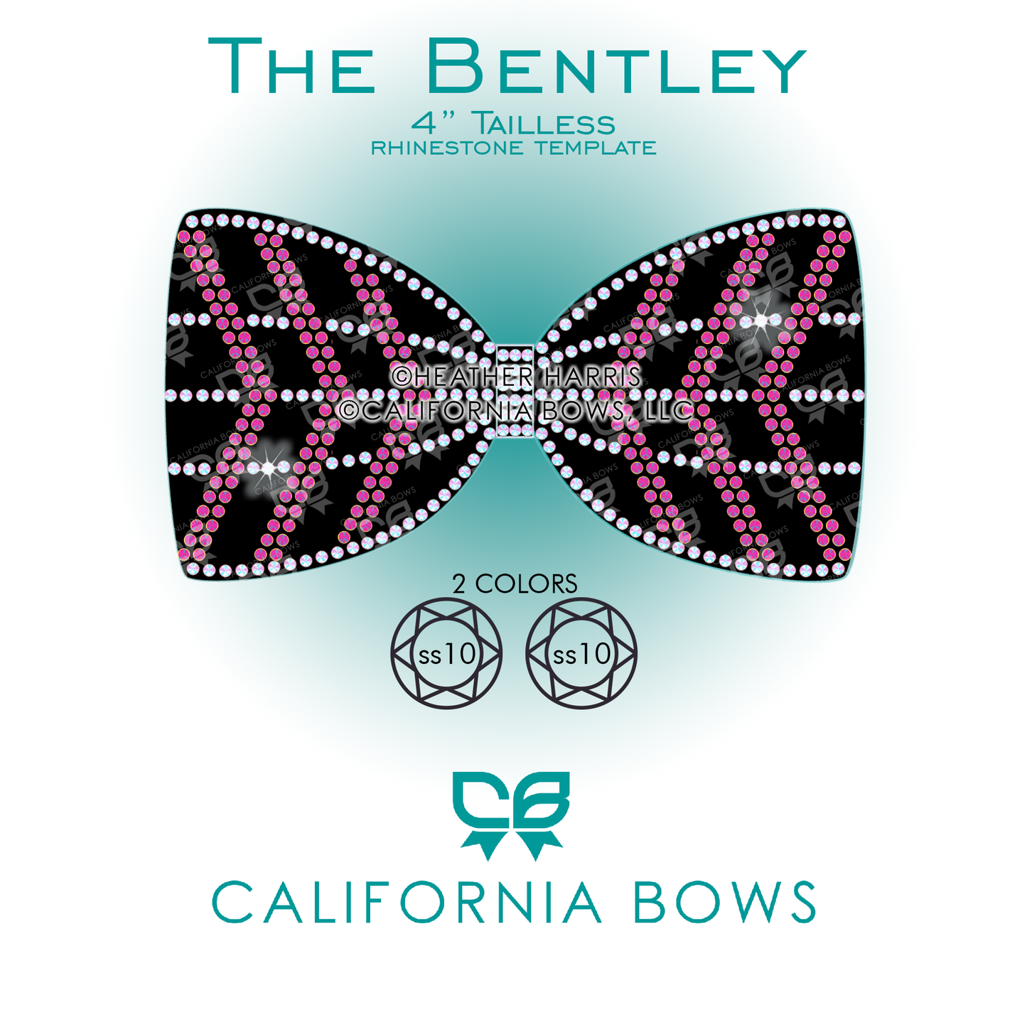 Bentley 4" Tailless Bow Rhinestone Template Download