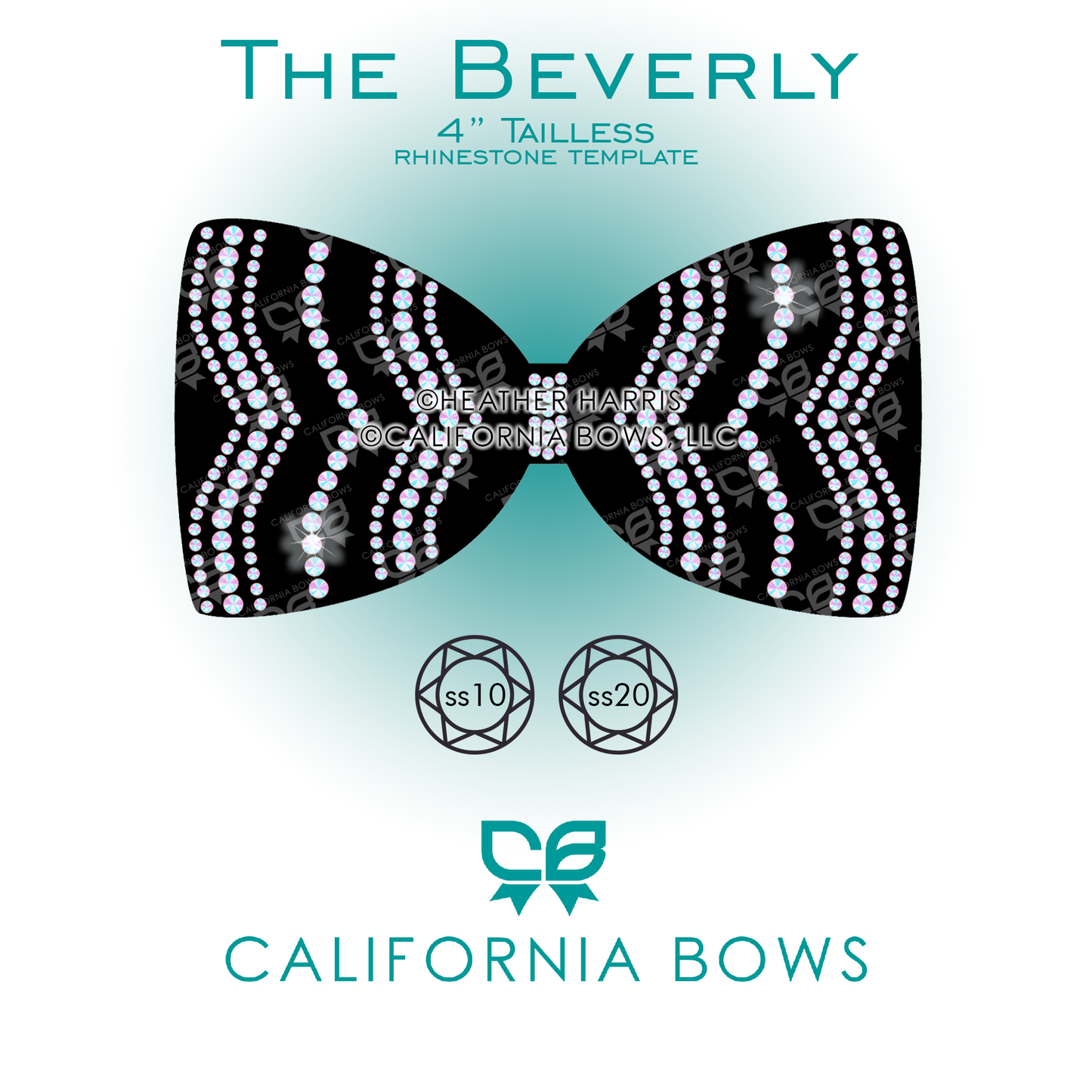 Beverly 4" Tailless Bow Rhinestone Template Download