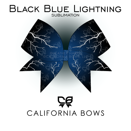 Black Blue Lightning Cheer Bow Sublimation Download PNG