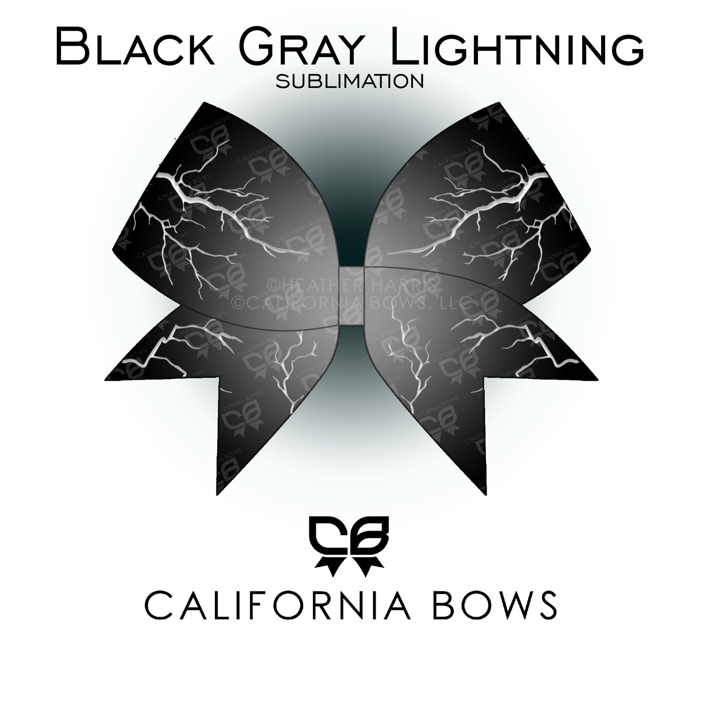 Black Gray Lightning Cheer Bow Sublimation Download PNG