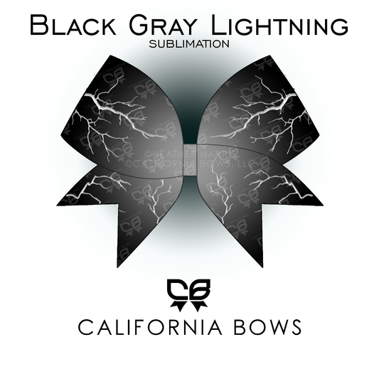 Black Gray Lightning Cheer Bow Sublimation Download PNG