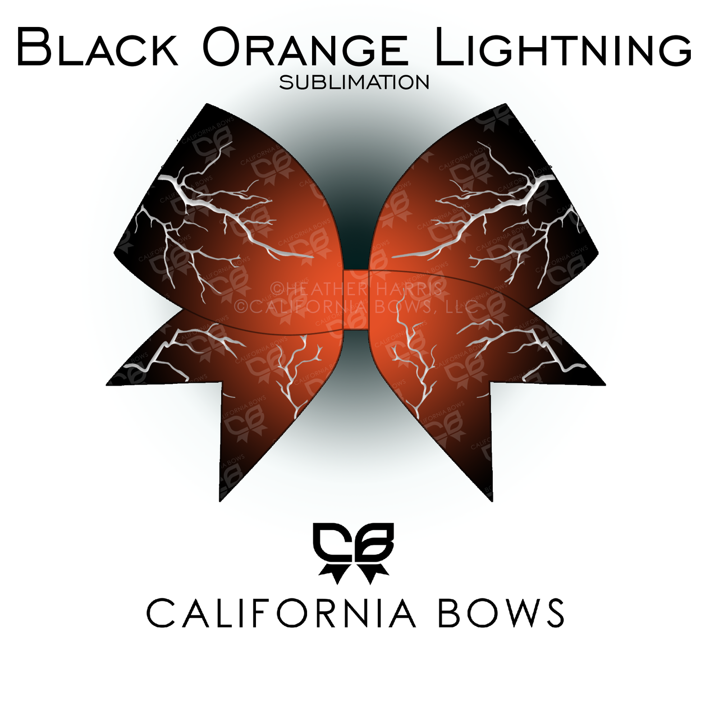 Black Orange Lightning Cheer Bow Sublimation Download PNG
