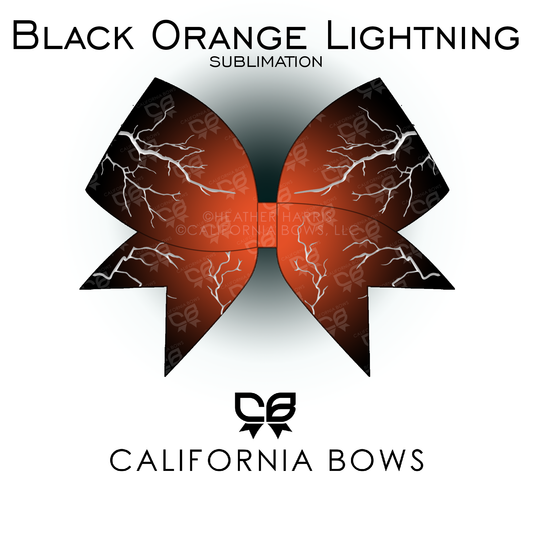 Black Orange Lightning Cheer Bow Sublimation Download PNG