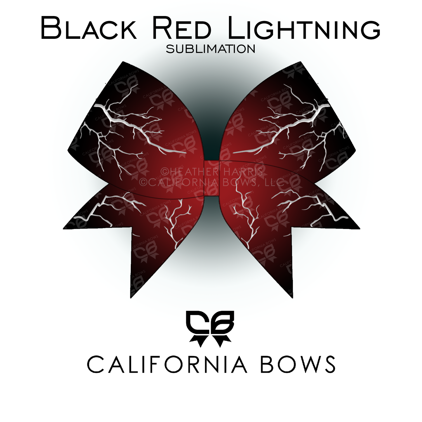 Black Red Lightning Cheer Bow Sublimation Download PNG