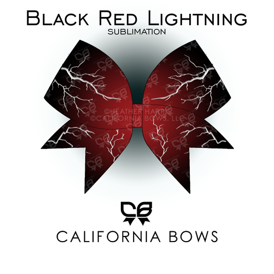 Black Red Lightning Cheer Bow Sublimation Download PNG