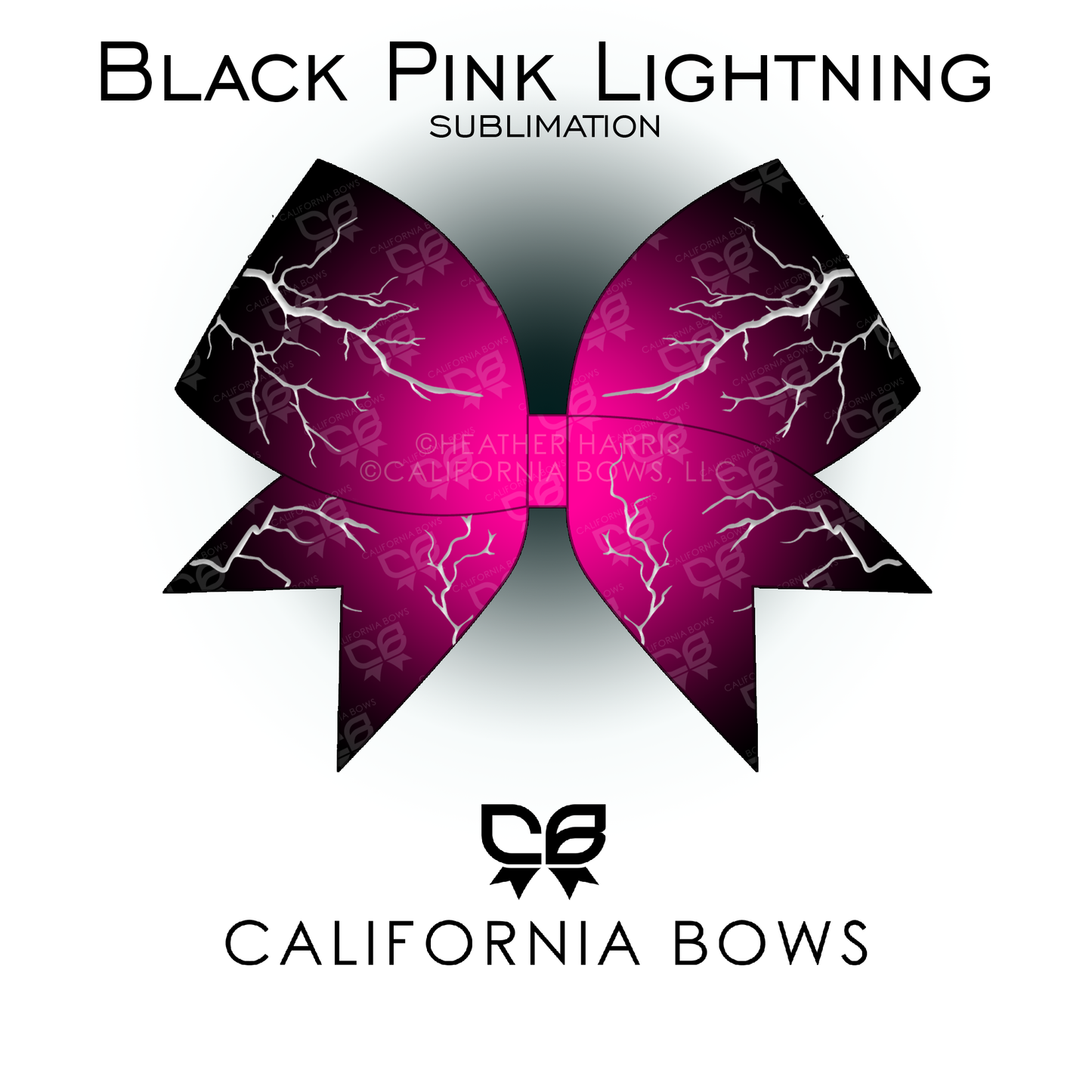 Black Pink Lightning Cheer Bow Sublimation Download PNG