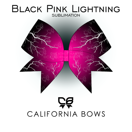 Black Pink Lightning Cheer Bow Sublimation Download PNG