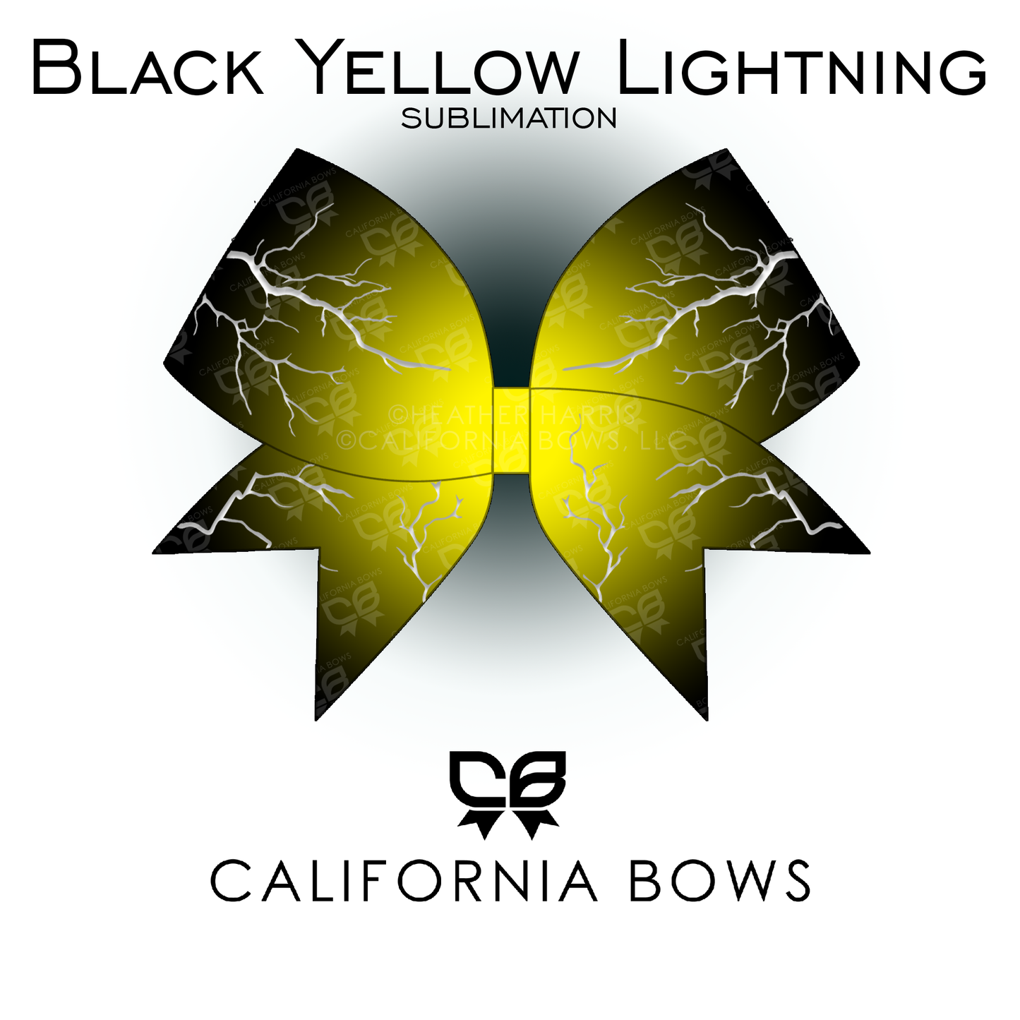 Black Yellow Lightning Cheer Bow Sublimation Download PNG