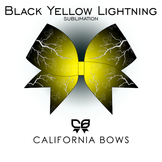 Black Yellow Lightning Cheer Bow Sublimation Download PNG