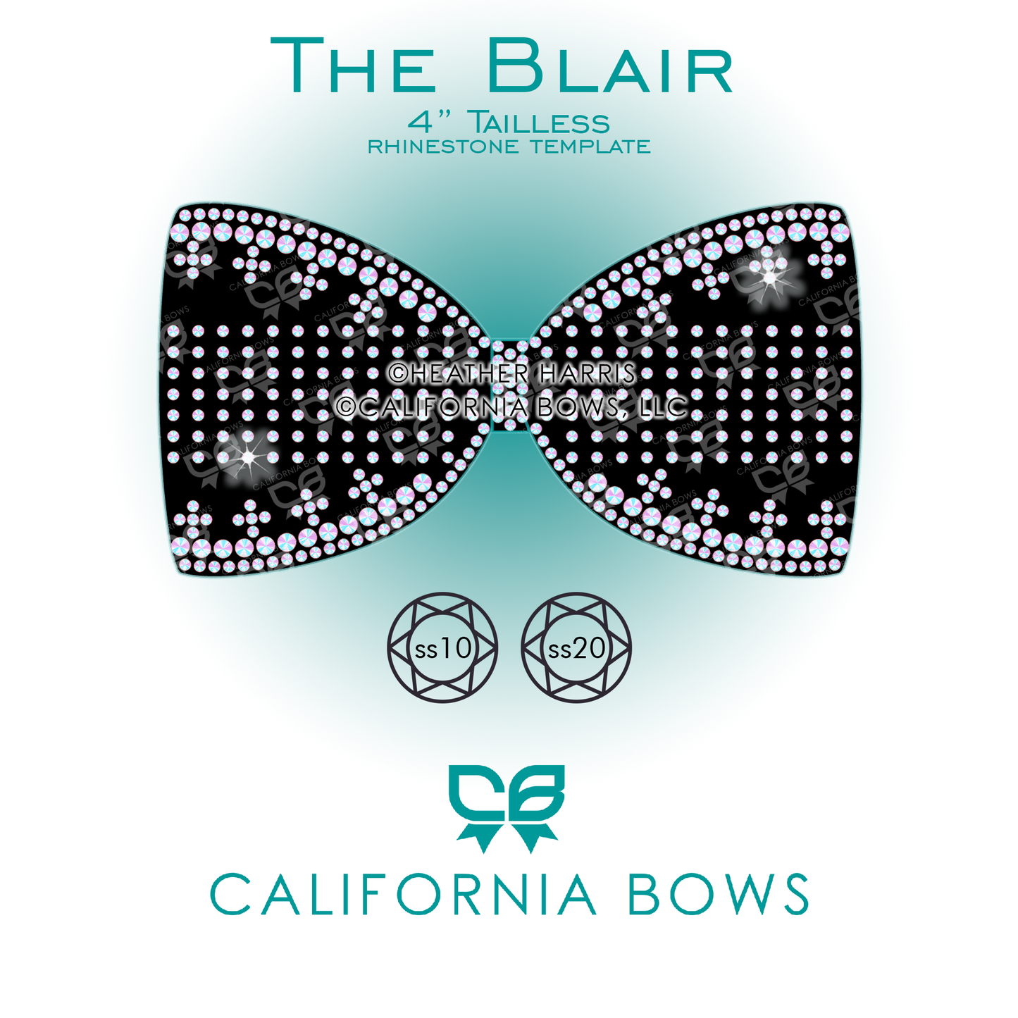 Blair 4" Tailless Bow Rhinestone Template Download