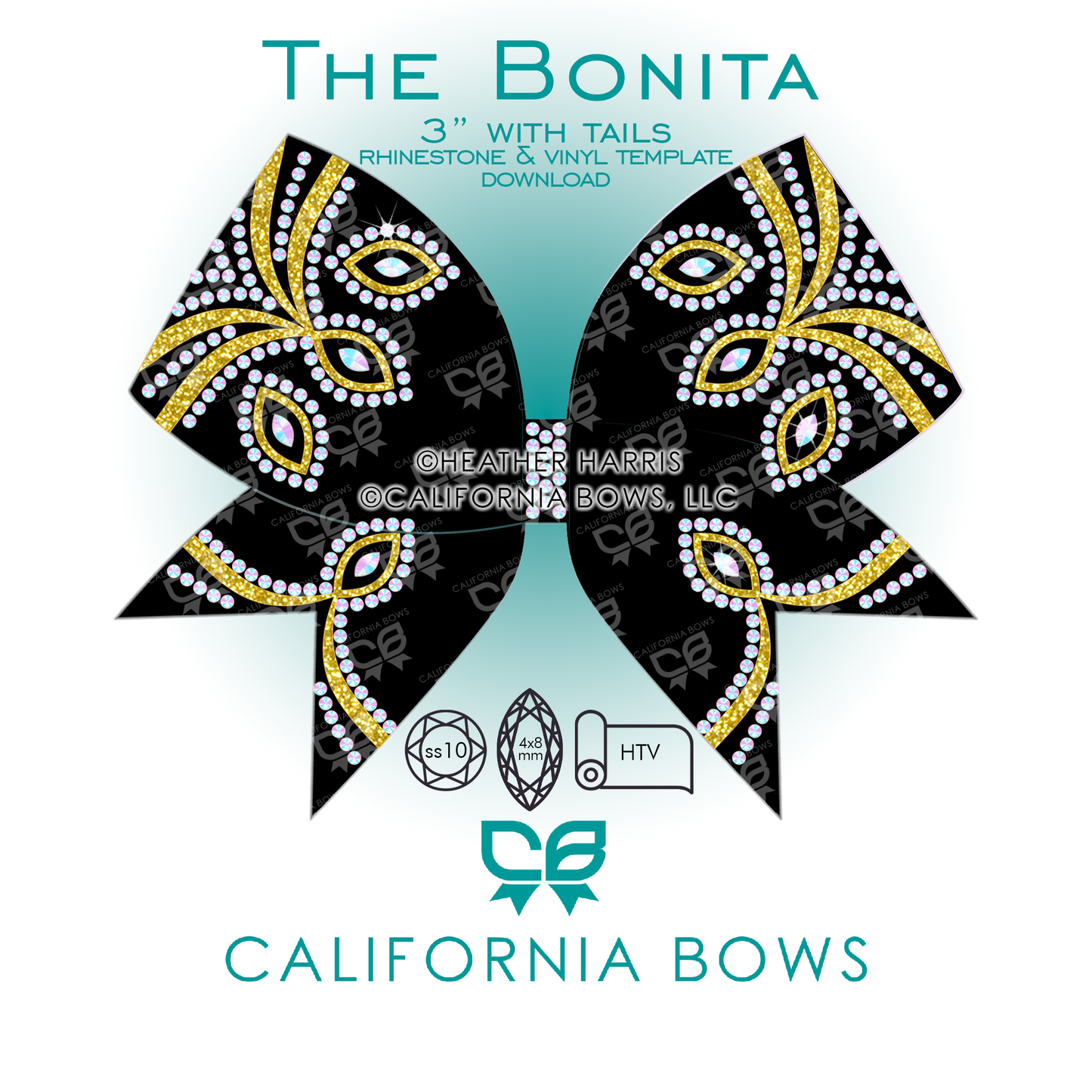 Bonita 3" Bow Rhinestone Vinyl Template Download