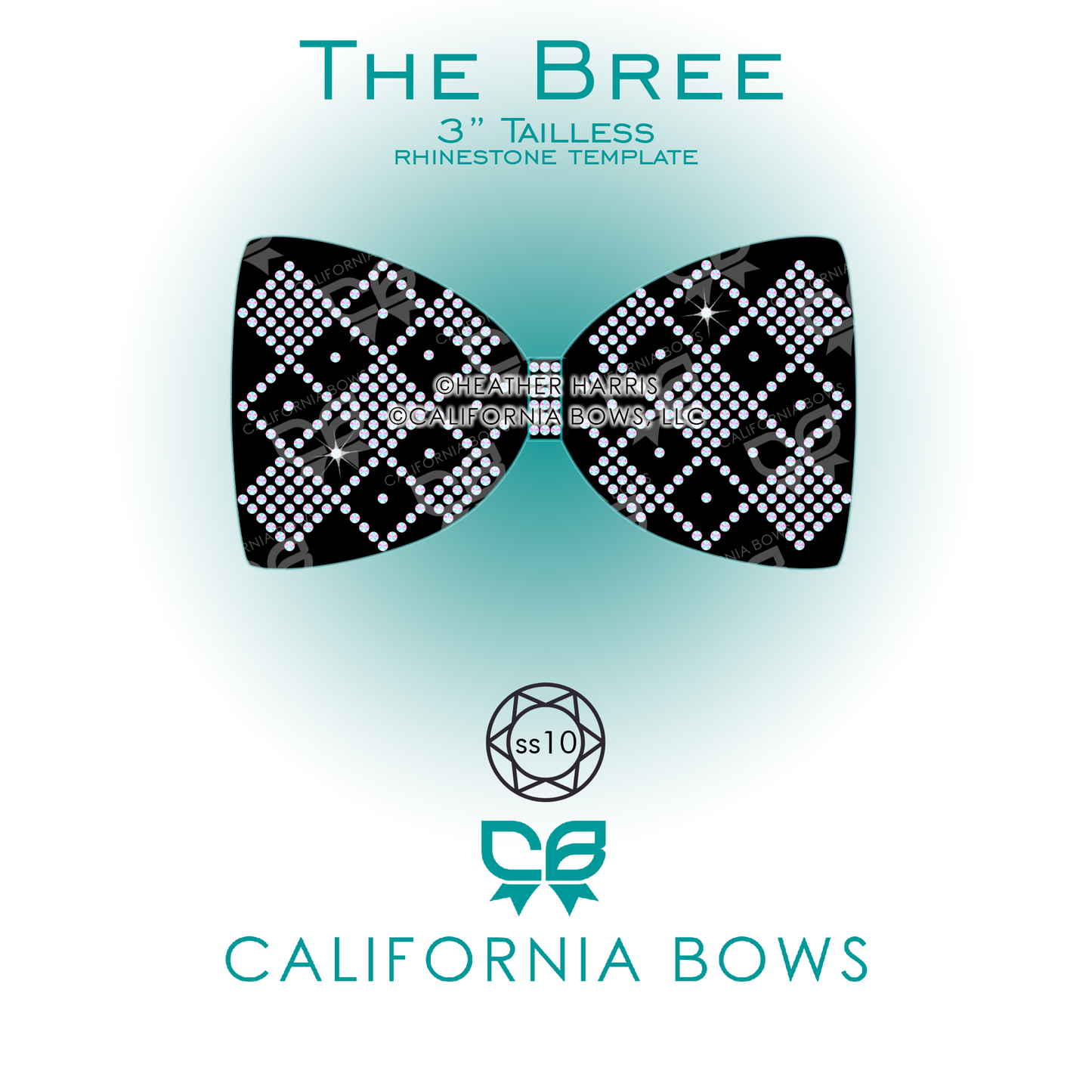 Bree 3" Cheer Bow Rhinestone Template Tailless