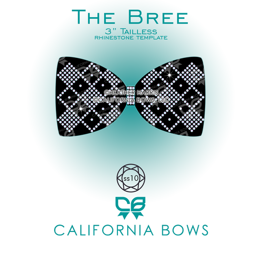 Bree 3" Cheer Bow Rhinestone Template Tailless