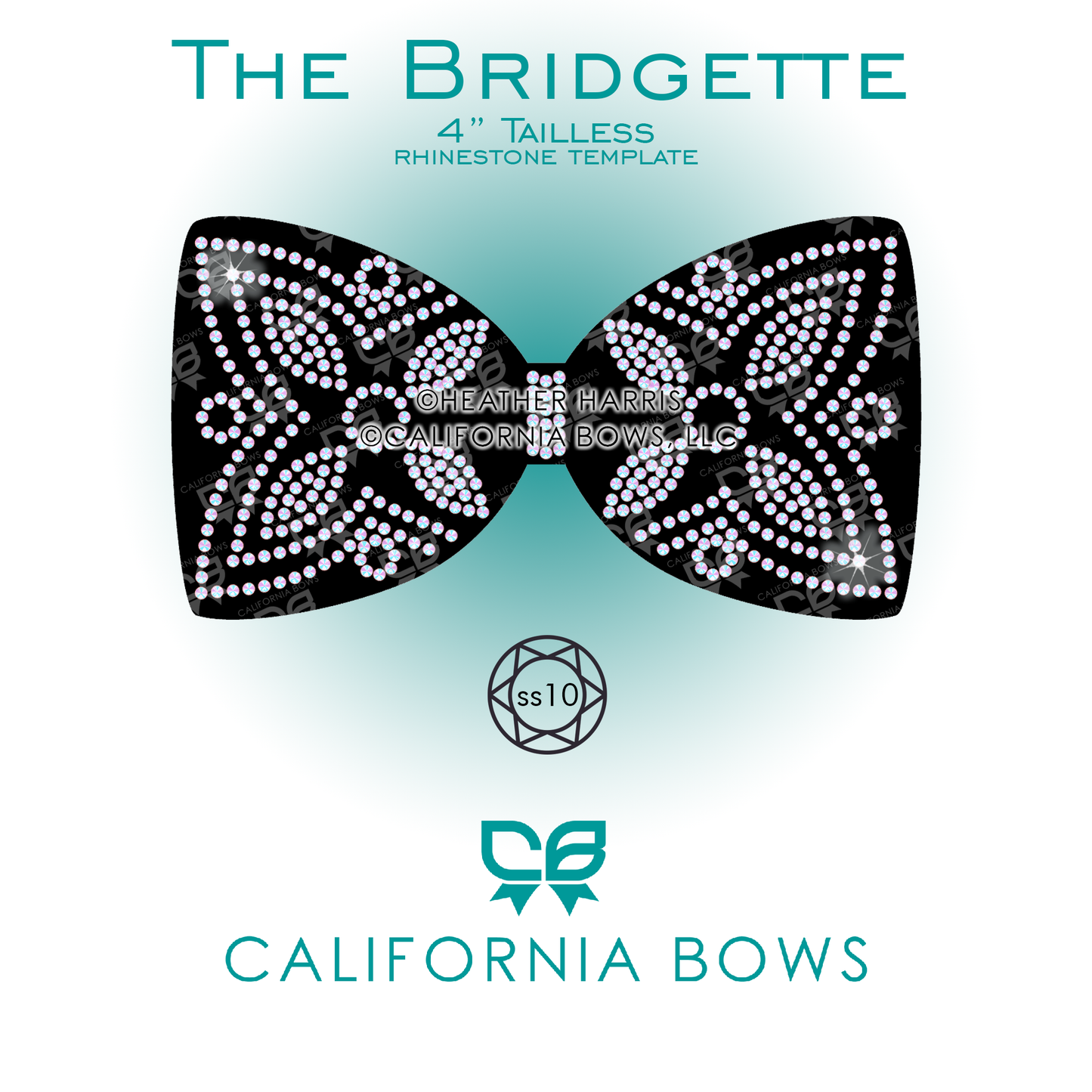 Bridgette 4" Tailless Bow Rhinestone Template Download