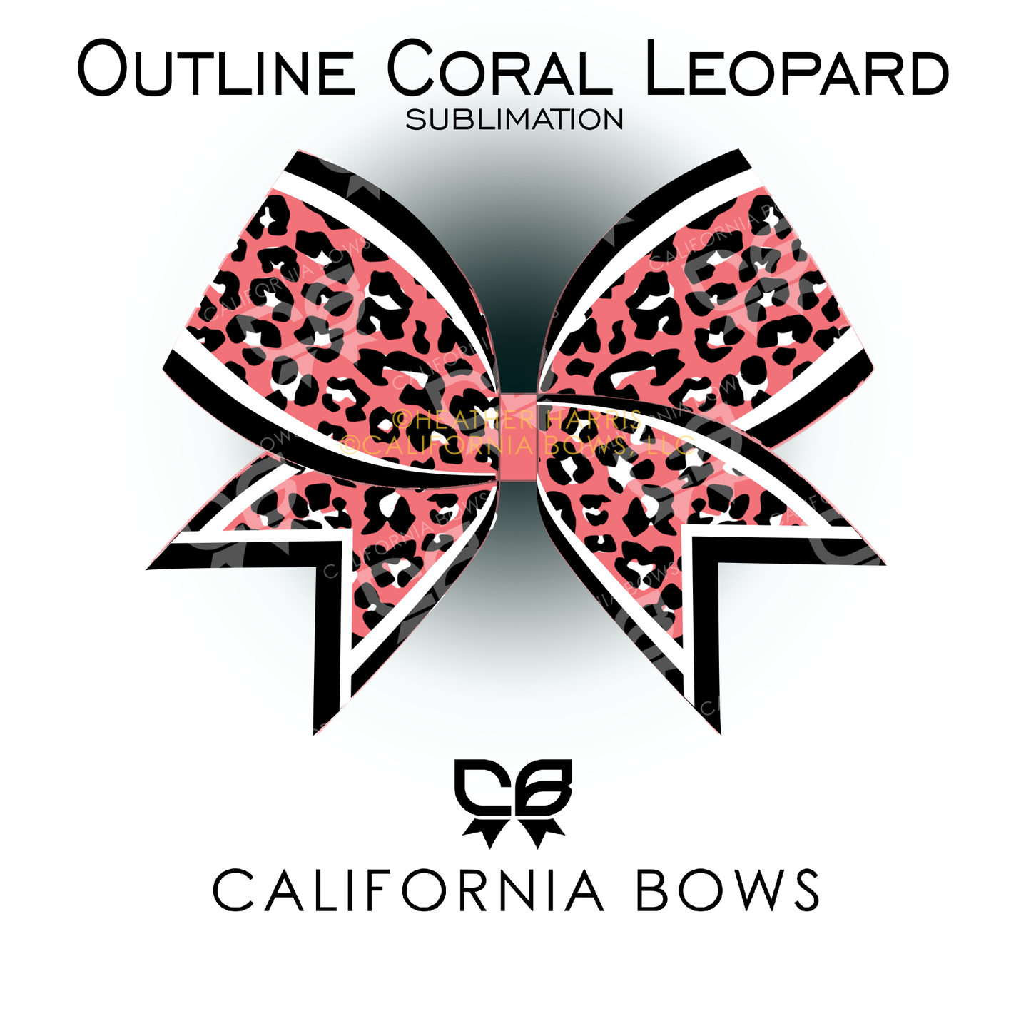 Coral Leopard Cheetah Bow Sublimation Download PNG