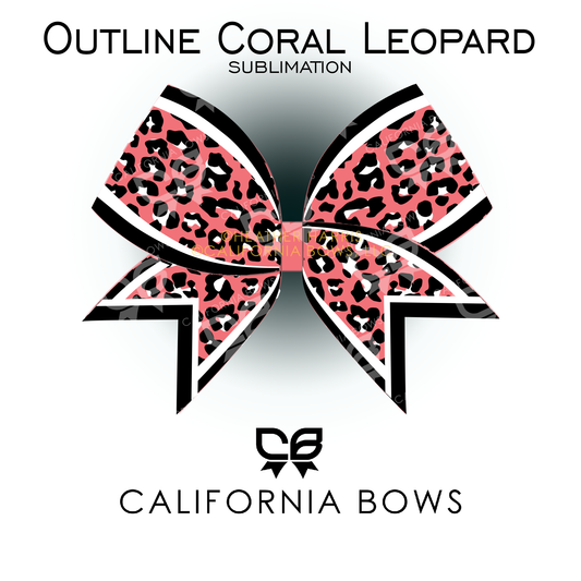 Coral Leopard Cheetah Bow Sublimation Download PNG