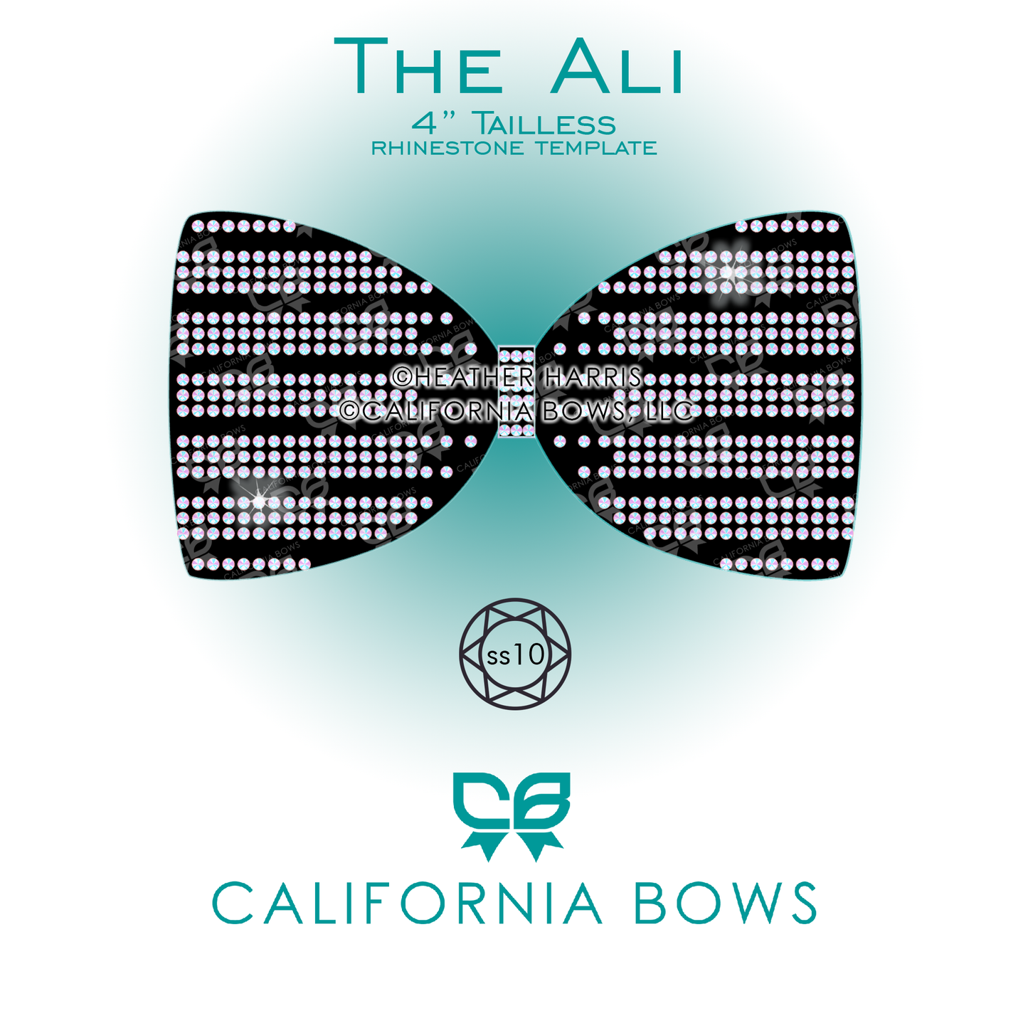 Ali 4" Tailless Bow Rhinestone Template Download