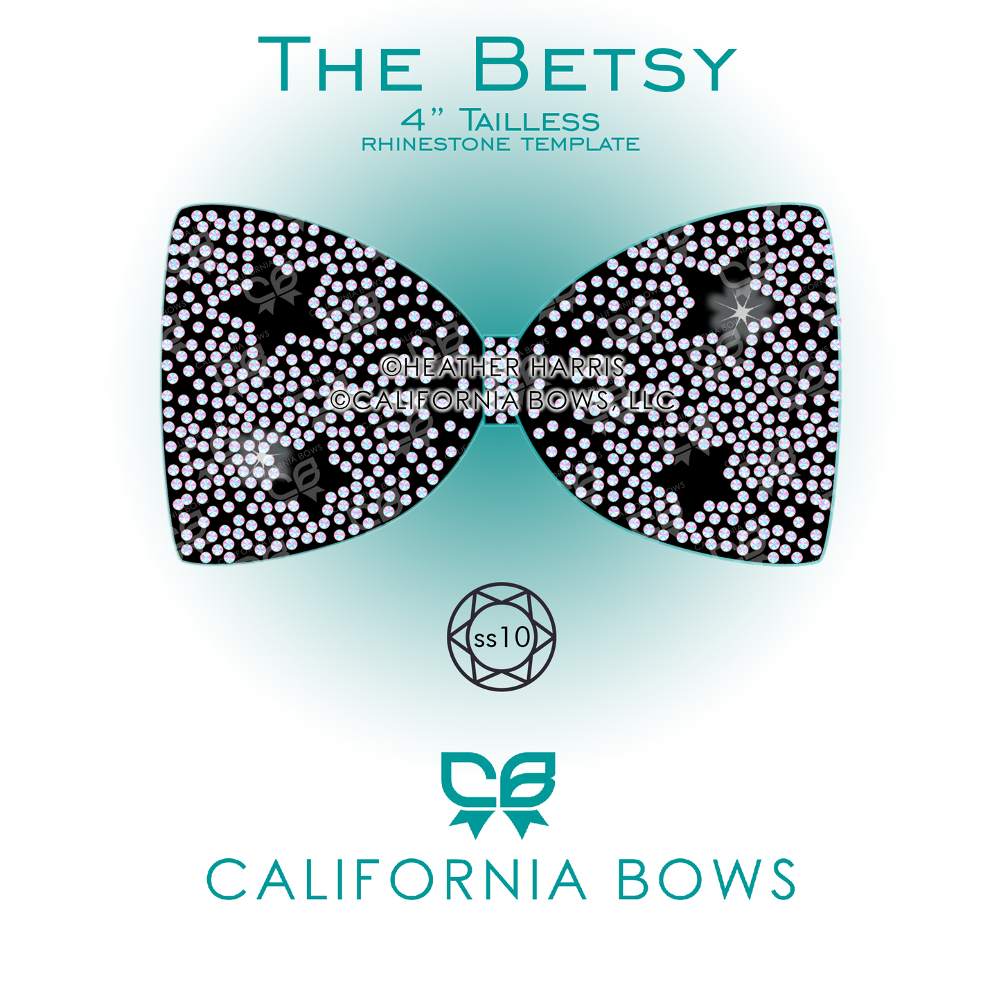 Betsy 4" Tailless Bow Rhinestone Template Download