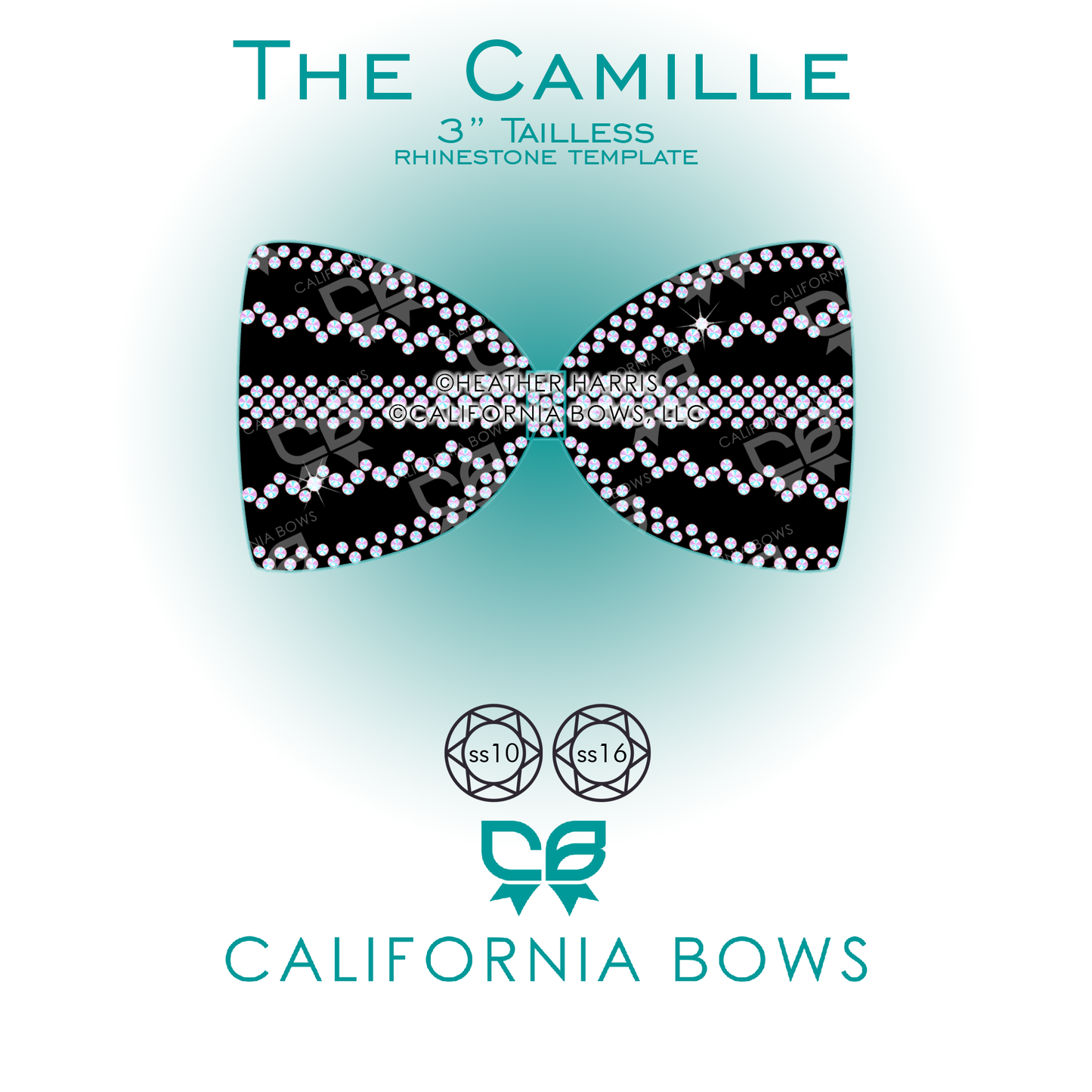 Camille 3" Tailless Bow Rhinestone Template Download