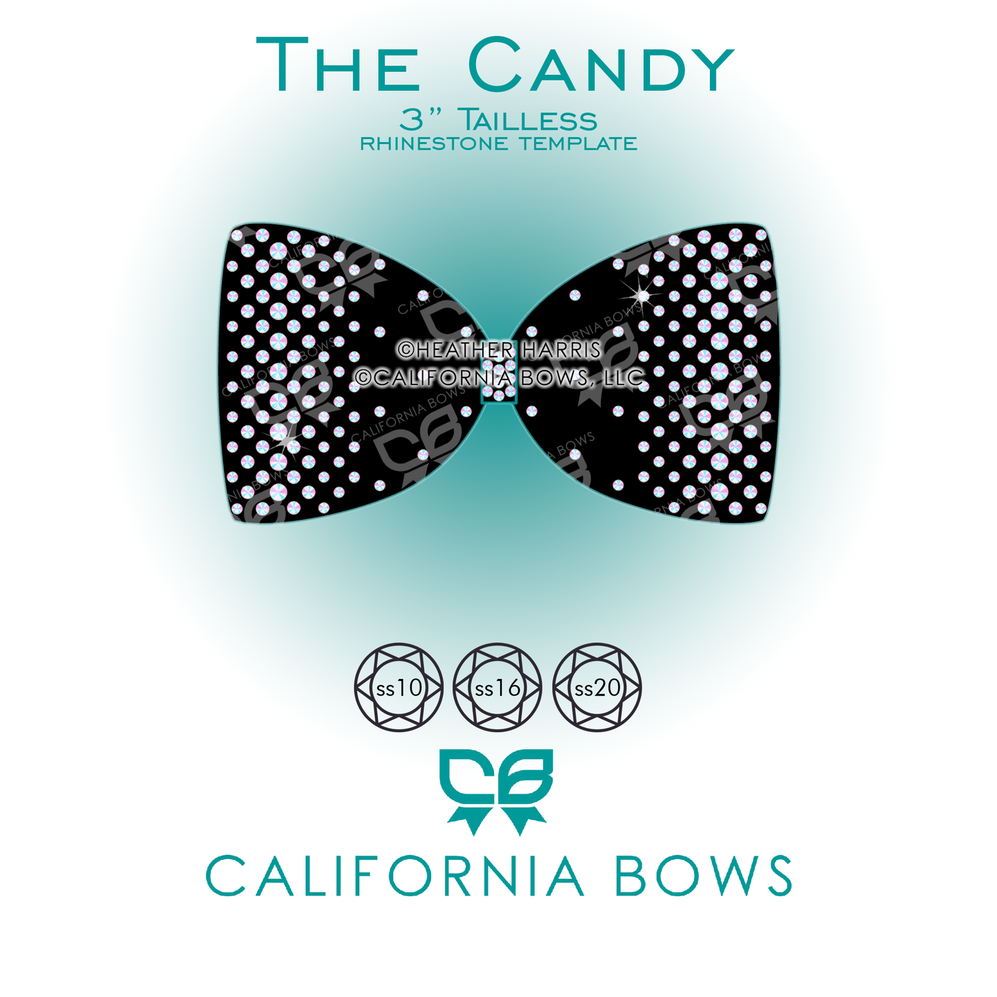 Candy 3" Tailless Bow Rhinestone Template Download