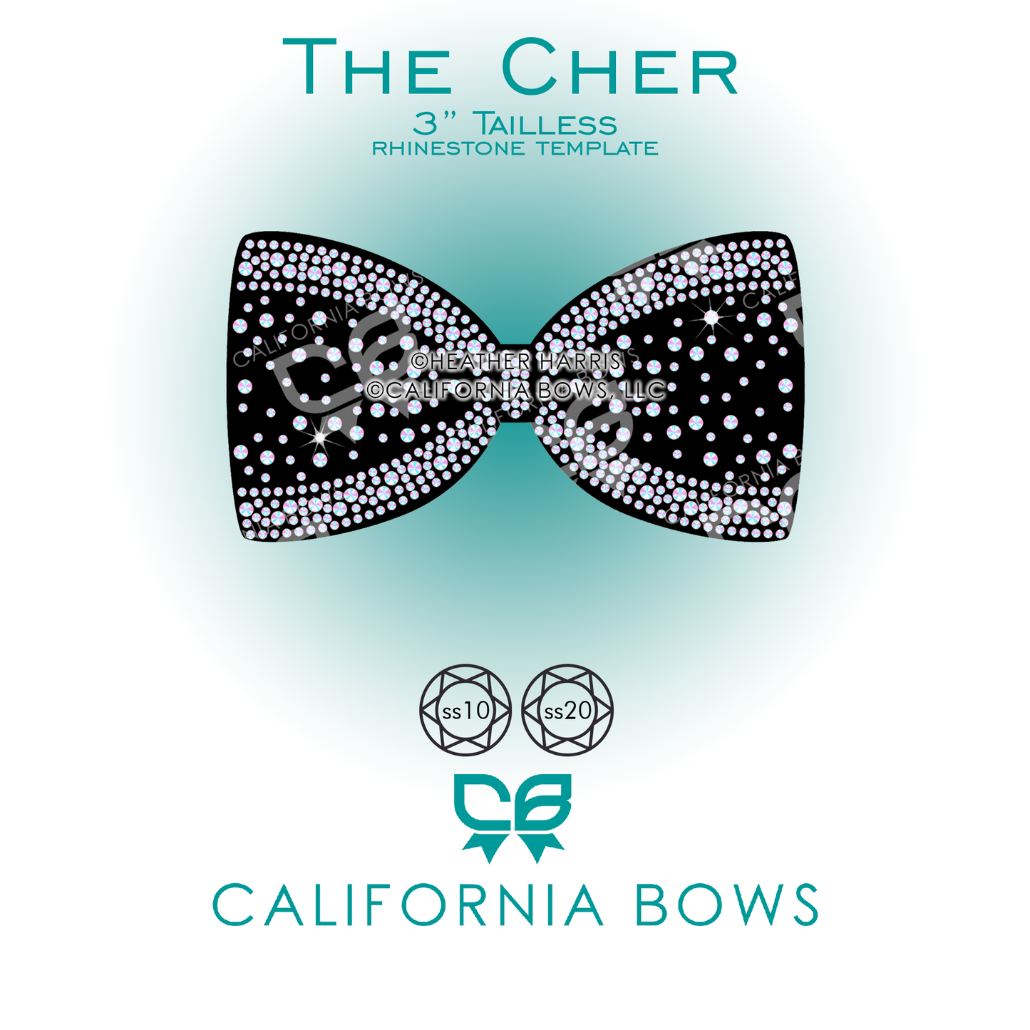 Cher 3" Tailless Bow Rhinestone Template Download