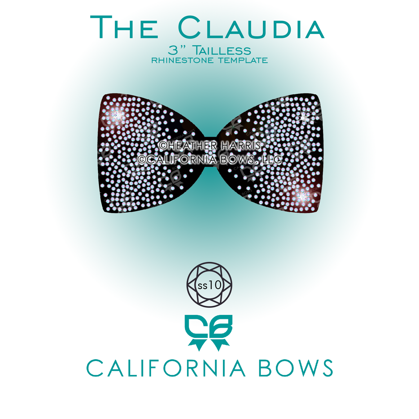 Claudia 3" Tailless Bow Rhinestone Template Download