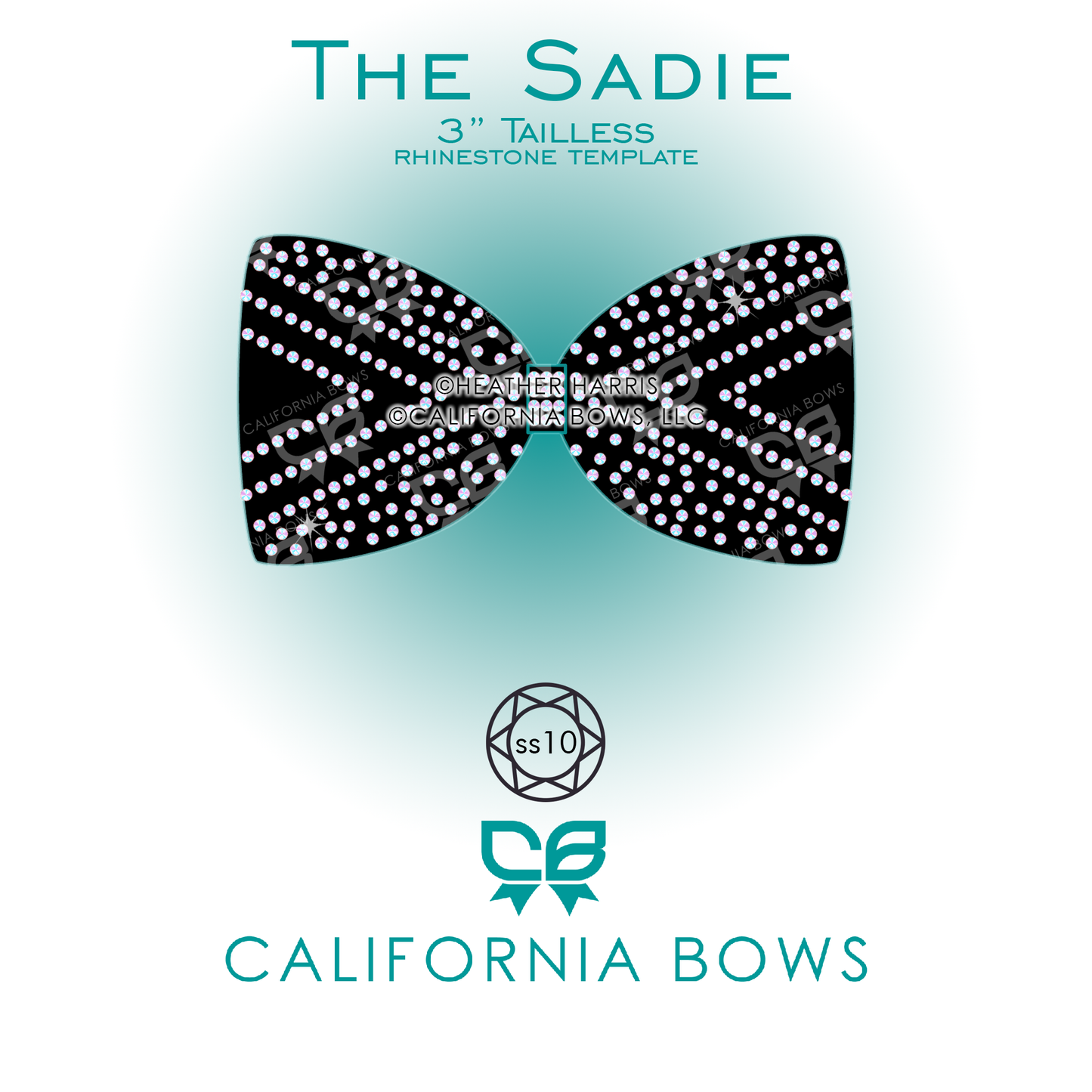 Sadie 3" Tailless Bow Rhinestone Template Download