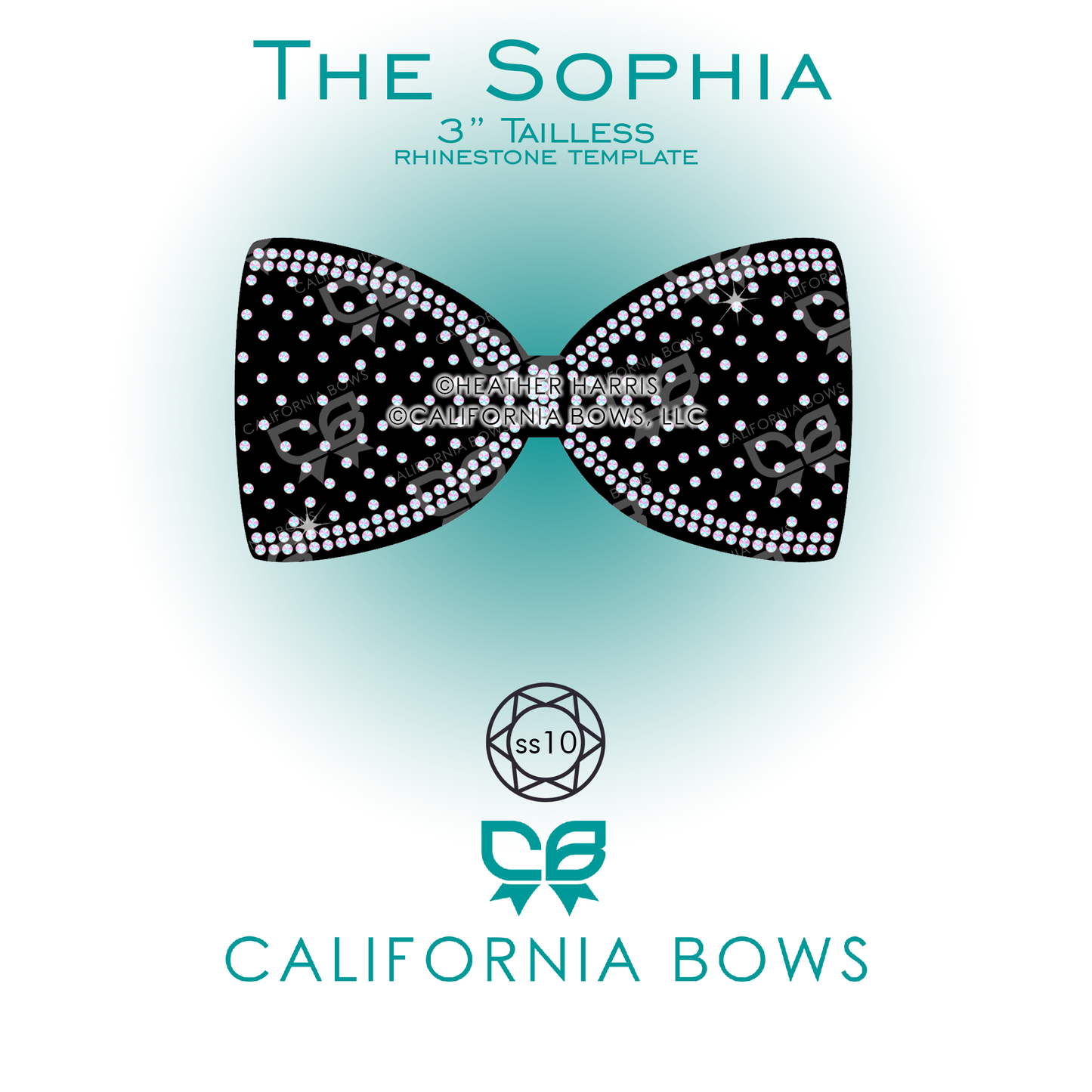 Sophia 3" Tailless Bow Rhinestone Template Download
