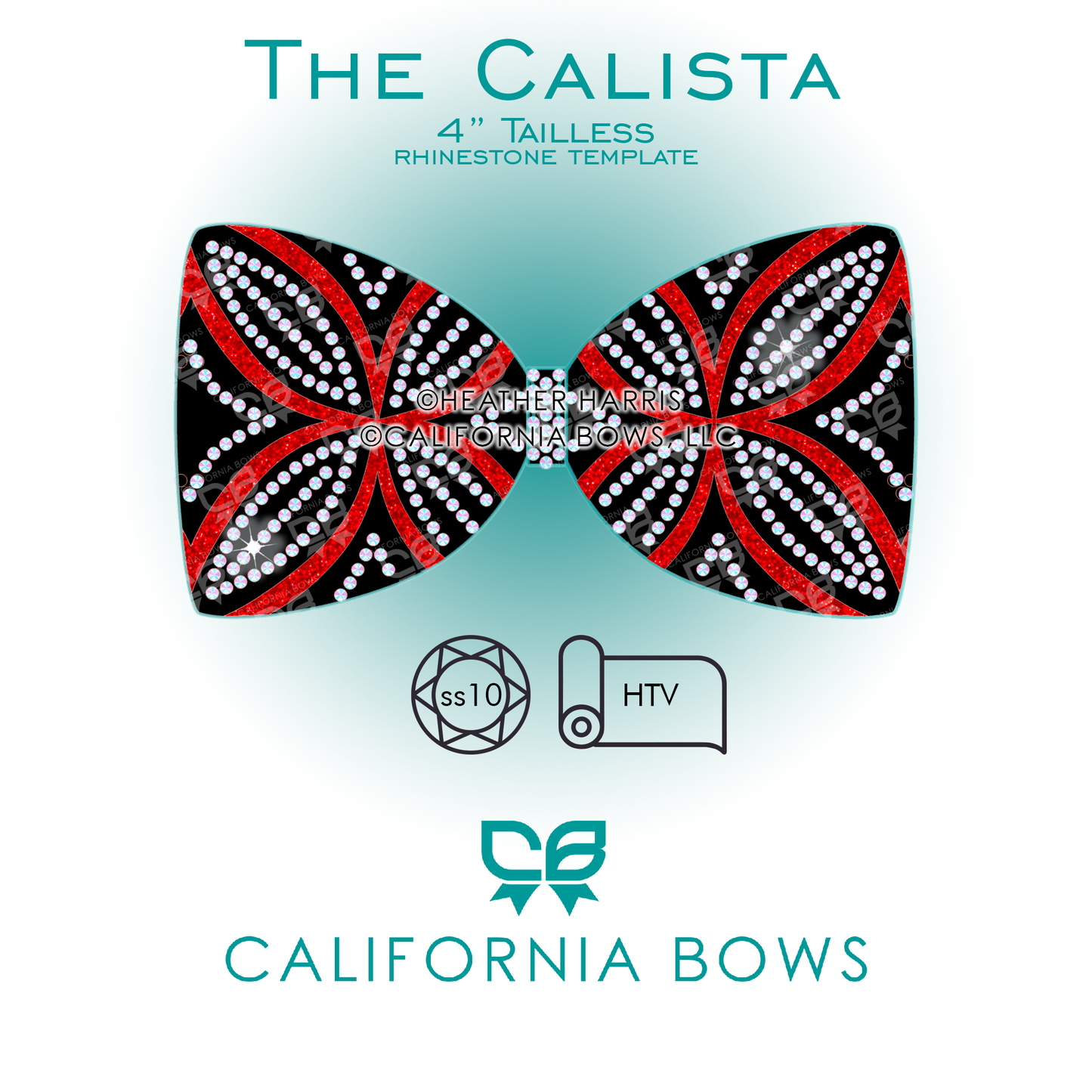 Calista 4" Tailless Bow Rhinestone & Vinyl Template Download