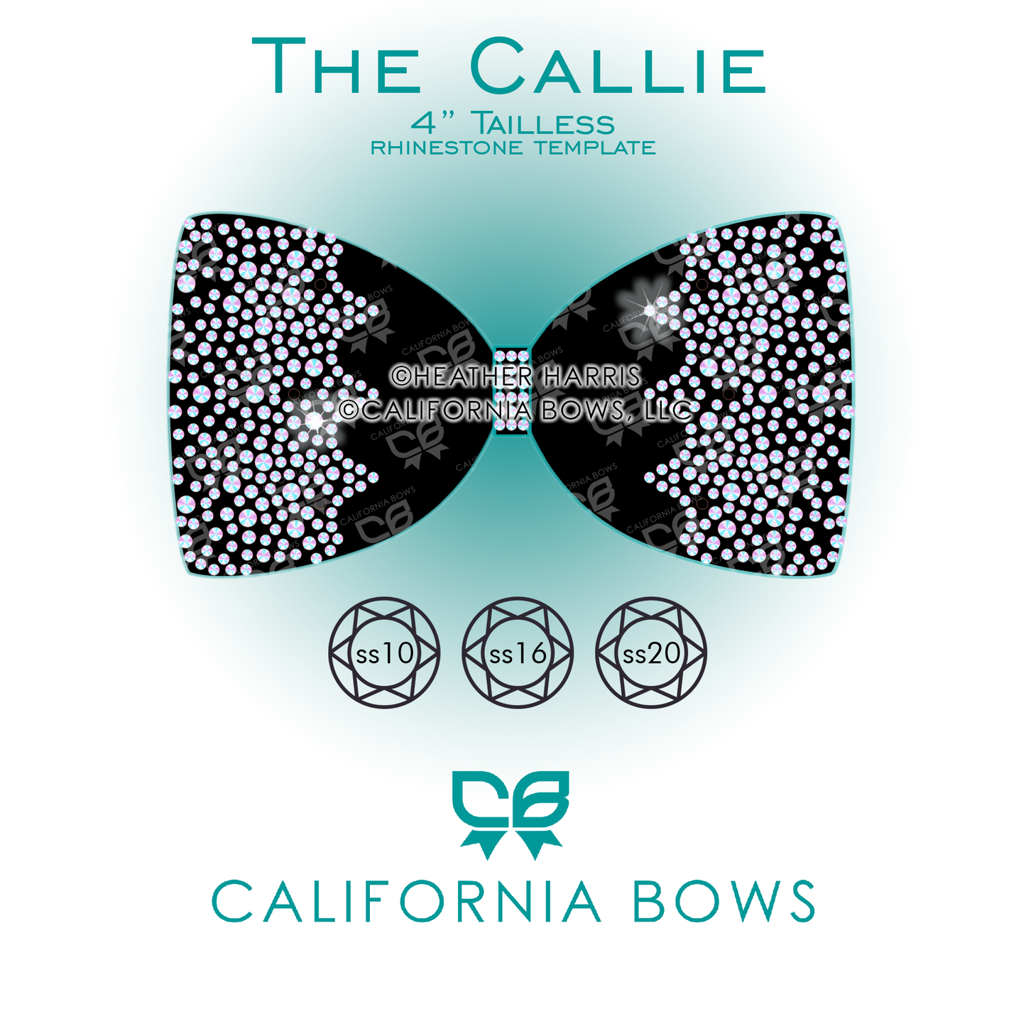 Callie 4" Tailless Bow Rhinestone Template Download