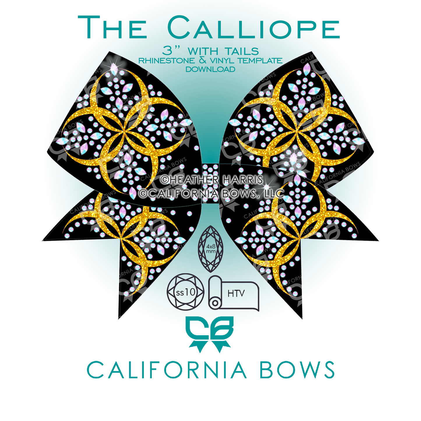 Calliope 3" Bow Rhinestone Vinyl Template Download