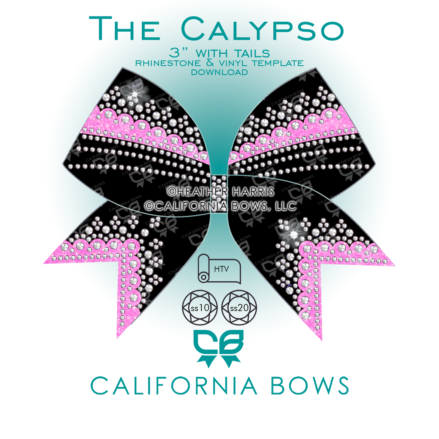 Calypso 3" Bow Rhinestone Vinyl Template Download