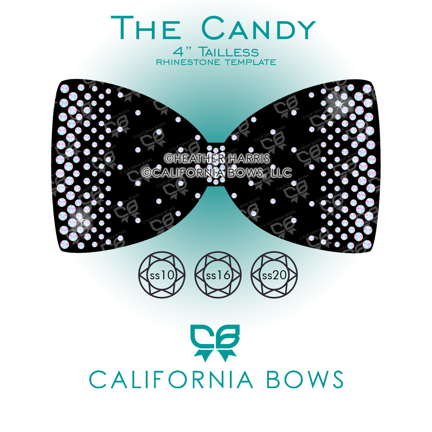 Candy 4" Tailless Bow Rhinestone Template Download