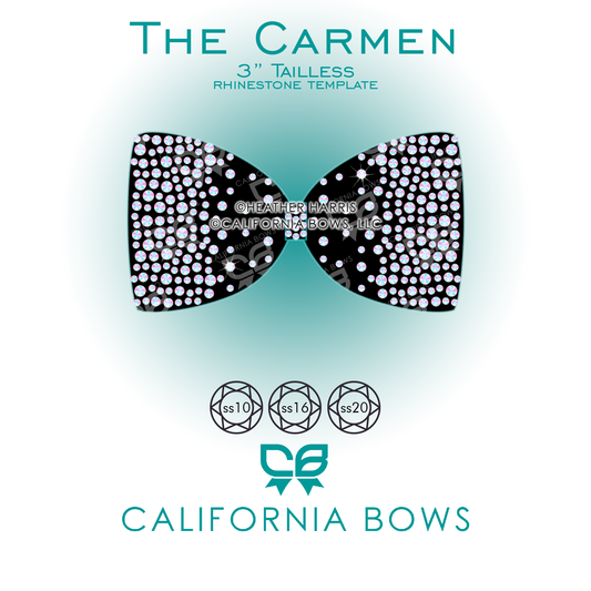 Carmen 3" Cheer Bow Rhinestone Tailless Template