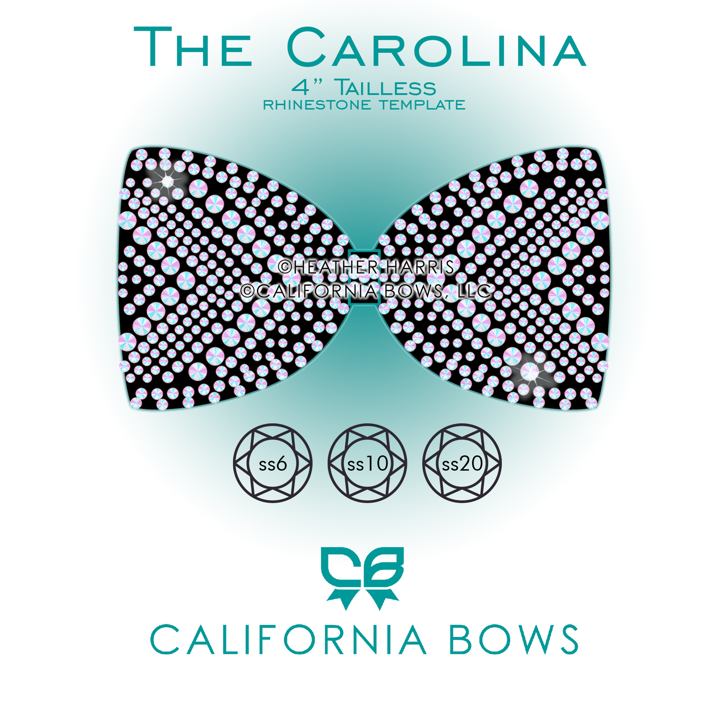Carolina 4" Tailless Bow Rhinestone Template Download