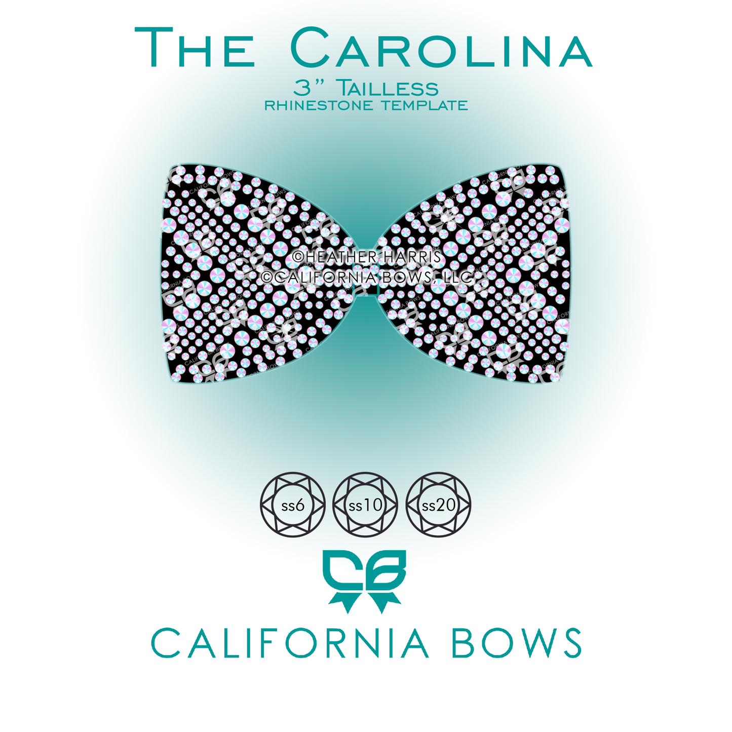 Carolina 3" Tailless Bow Rhinestone Template Download