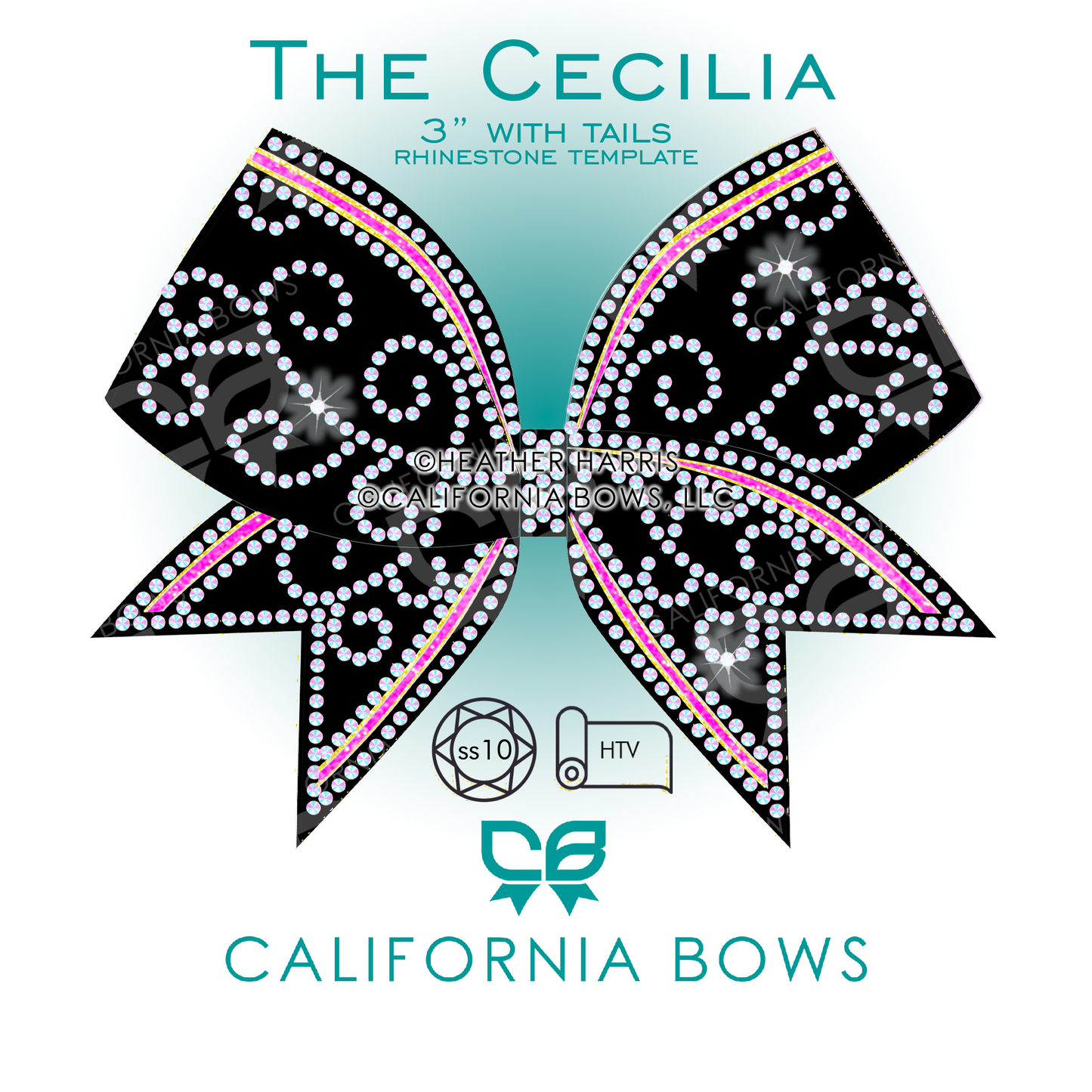 Cecilia 3" Bow Vinyl Rhinestone Template Download