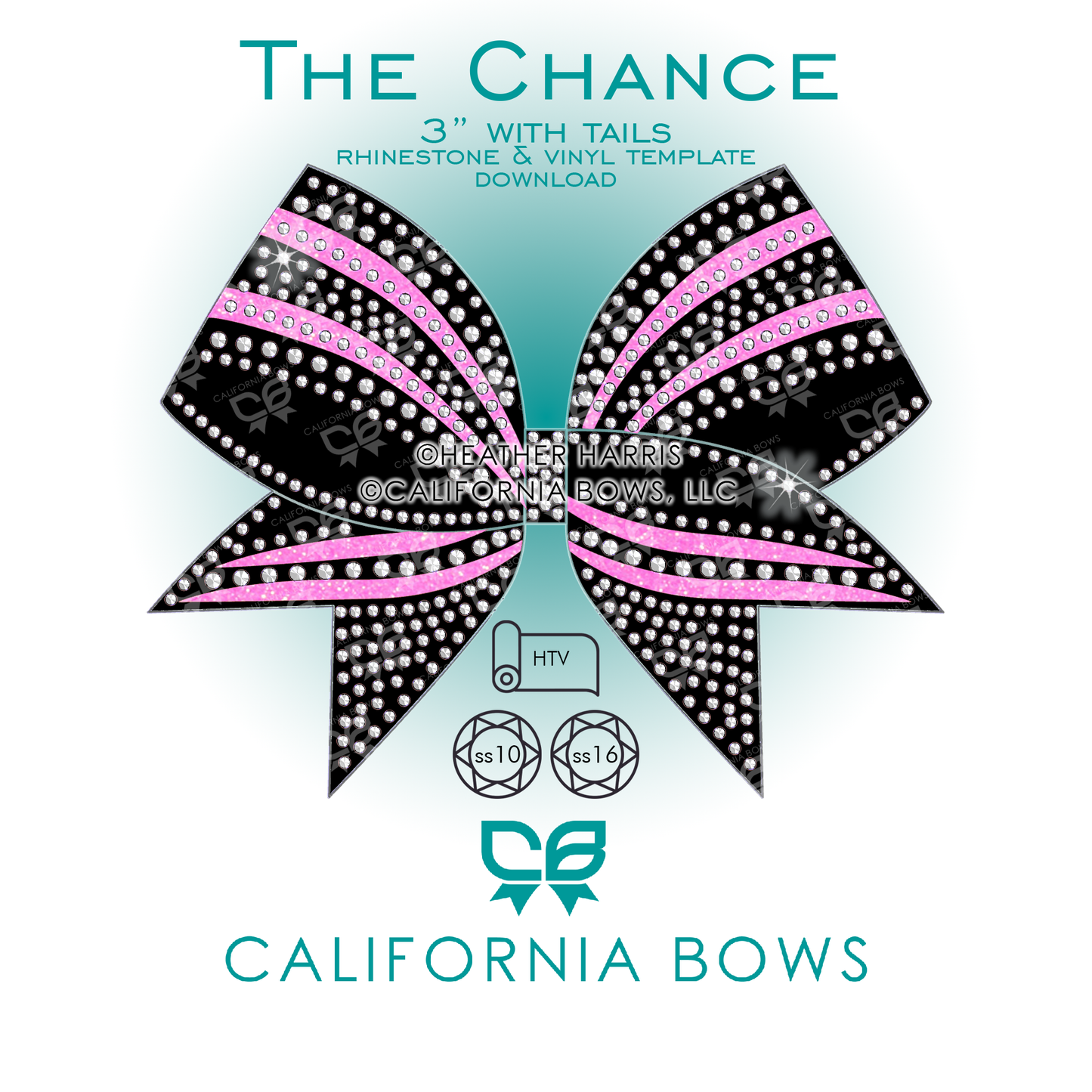 Chance 3" Bow Rhinestone Vinyl Template Download