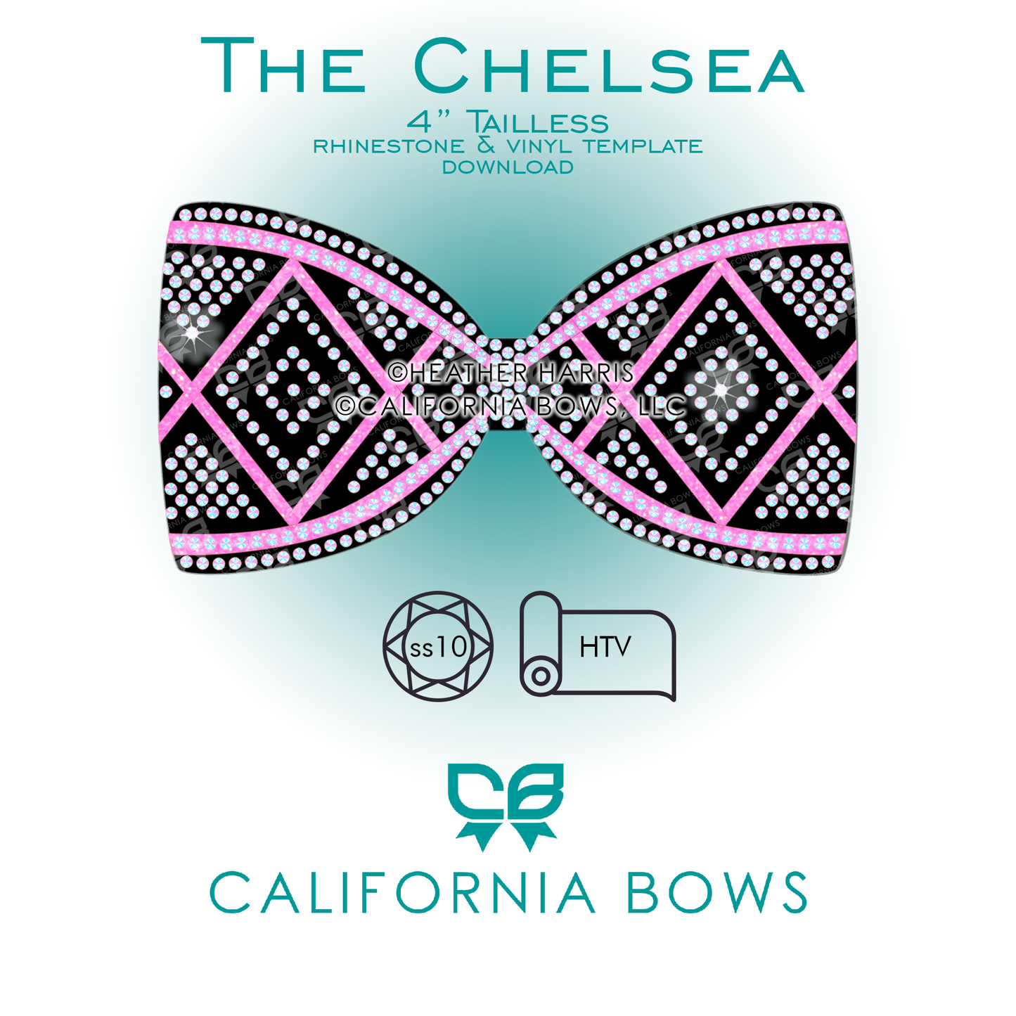Chelsea 4" Tailless Bow Rhinestone & Vinyl Template Download