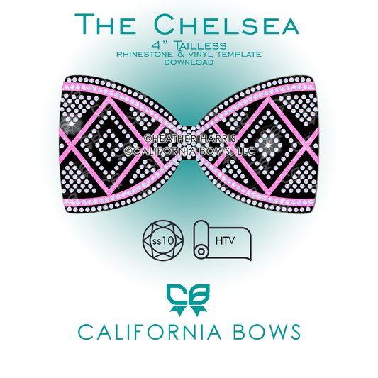 Chelsea 4" Tailless Bow Rhinestone & Vinyl Template Download