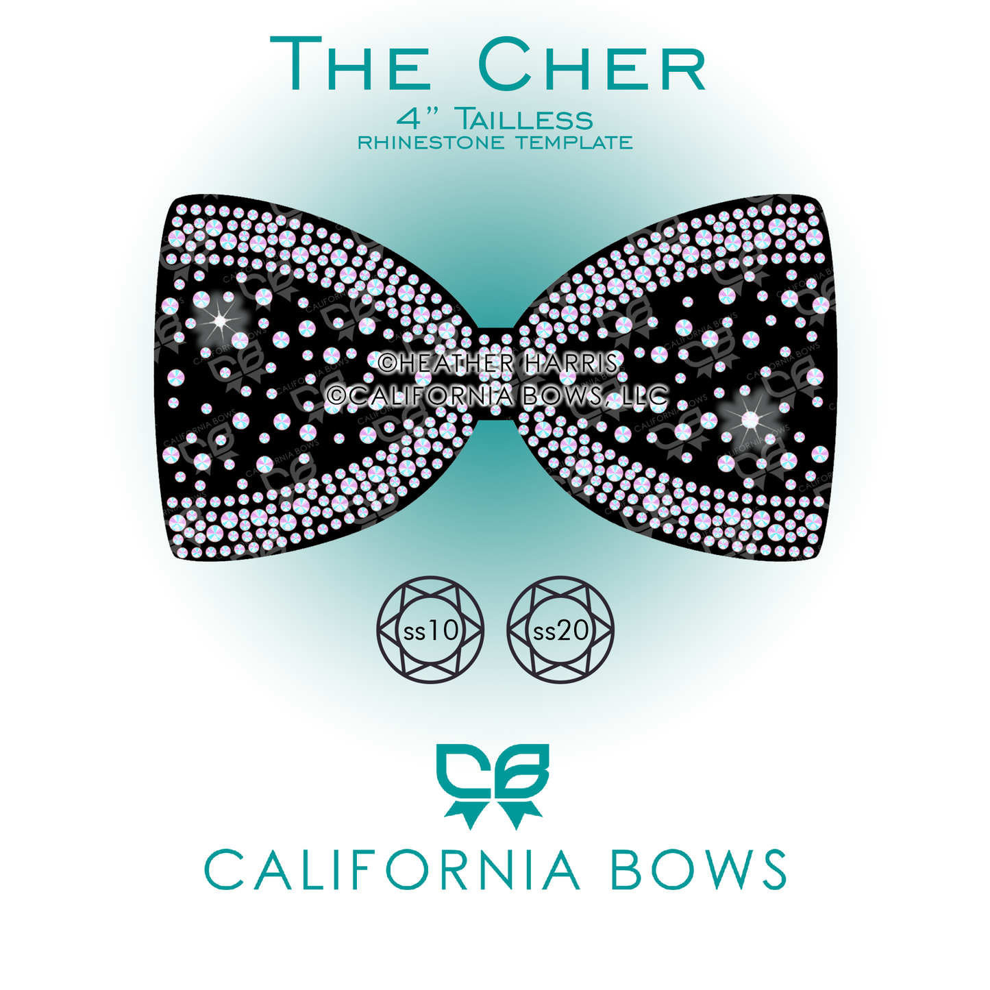 Cher 4" Tailless Bow Rhinestone Template Download