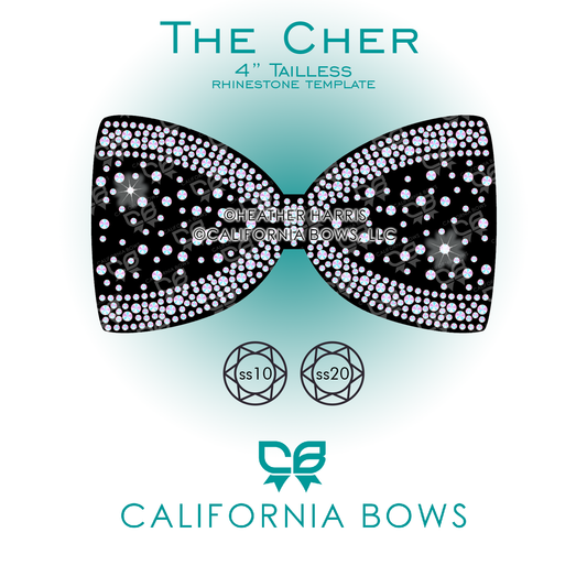 Cher 4" Tailless Bow Rhinestone Template Download