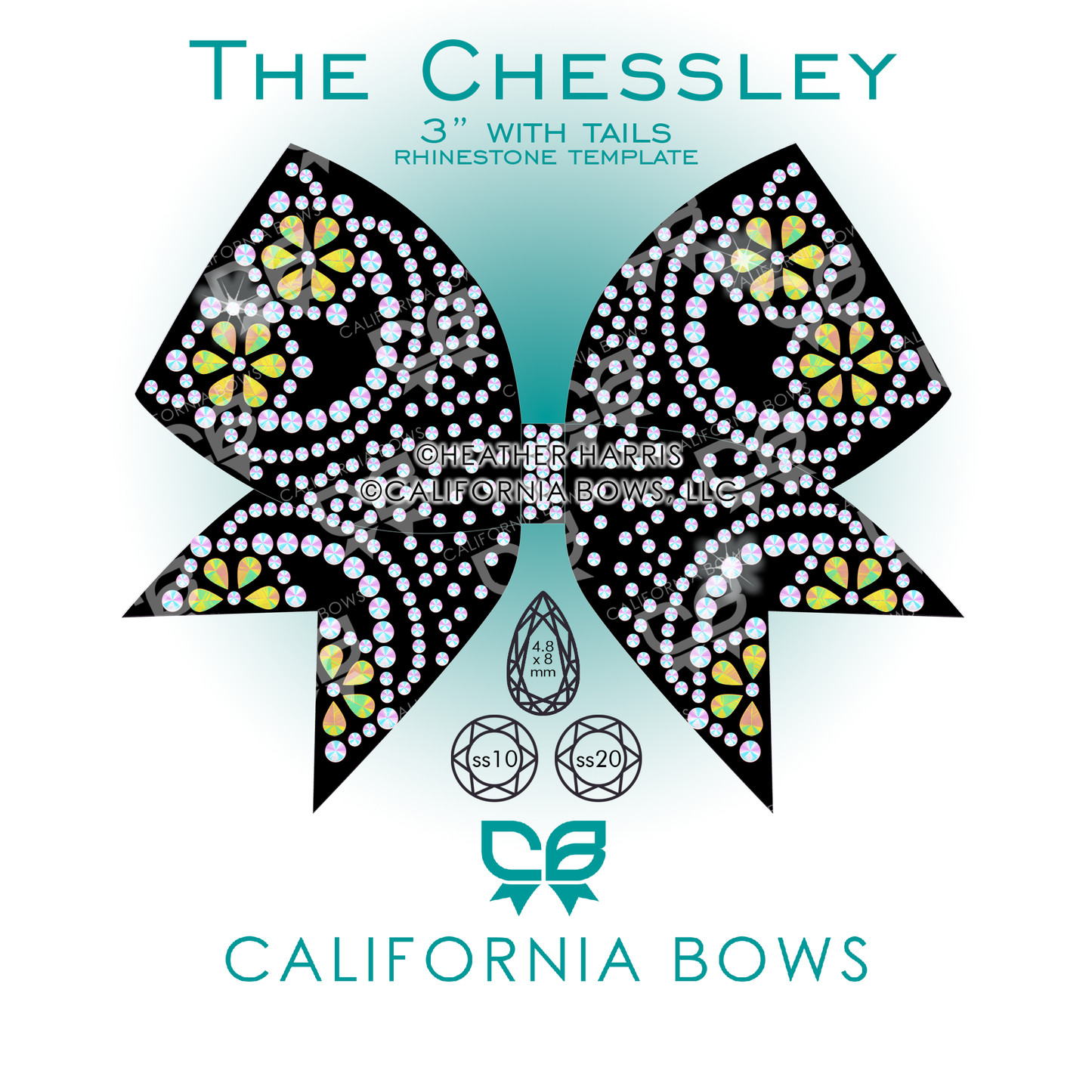 Chessley 3" Bow Rhinestone Template Download