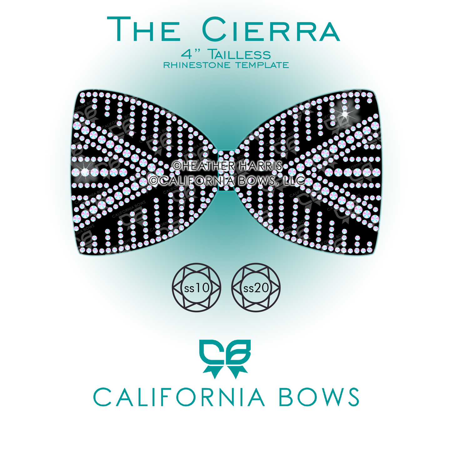 Cierra 4" Tailless Bow Rhinestone Template Download