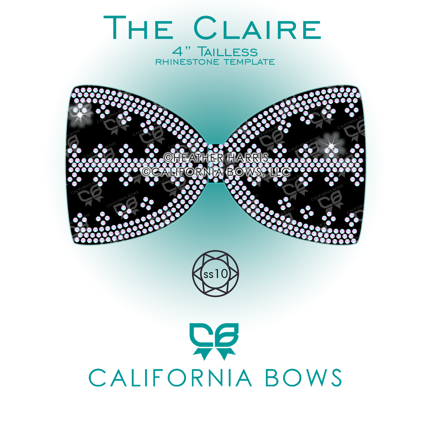 Claire 4" Tailless Bow Rhinestone Template Download