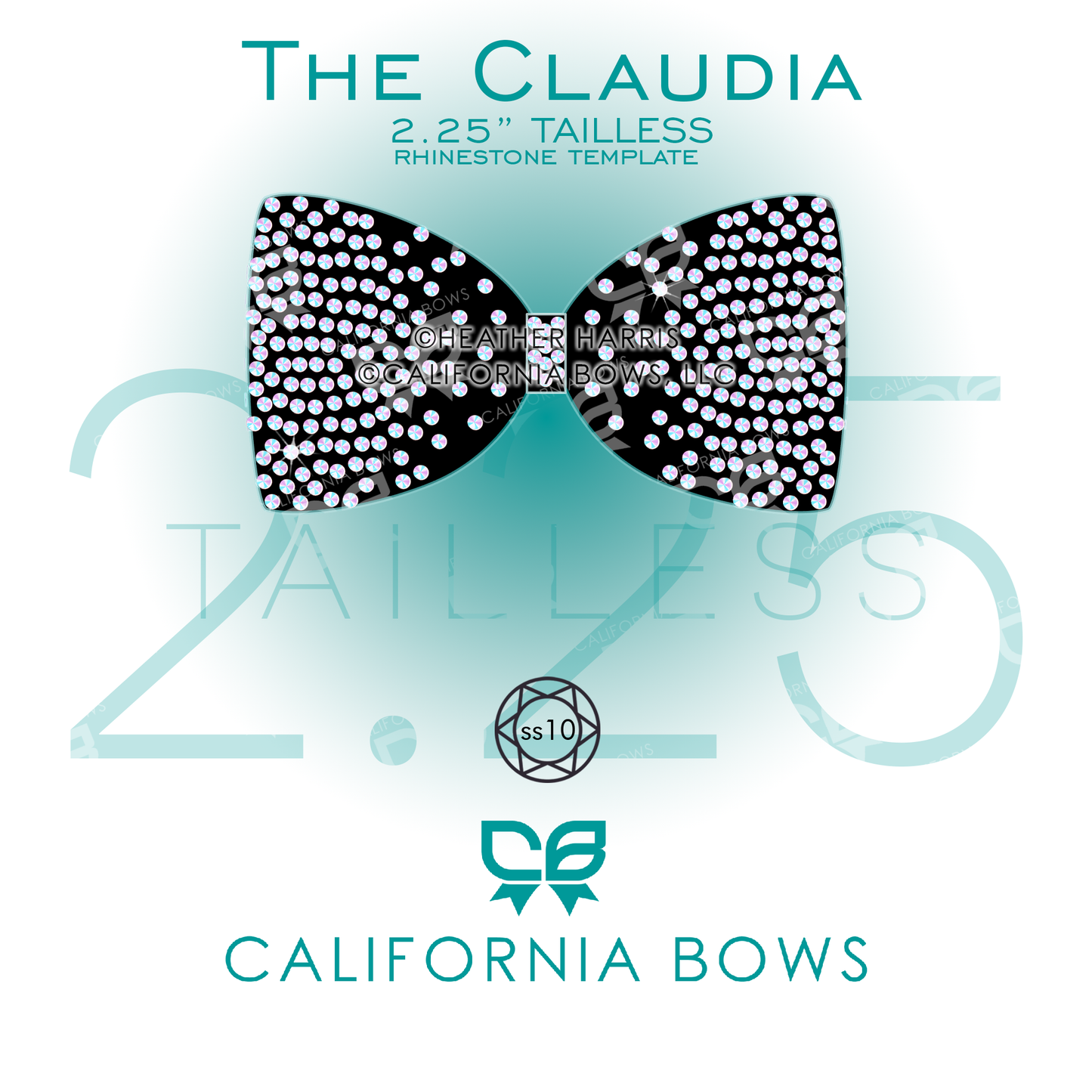 Claudia 2.25" Tailless Bow Rhinestone Template Download
