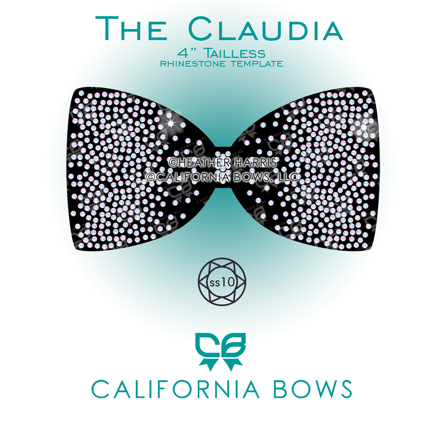 Claudia 4" Tailless Bow Rhinestone Template Download