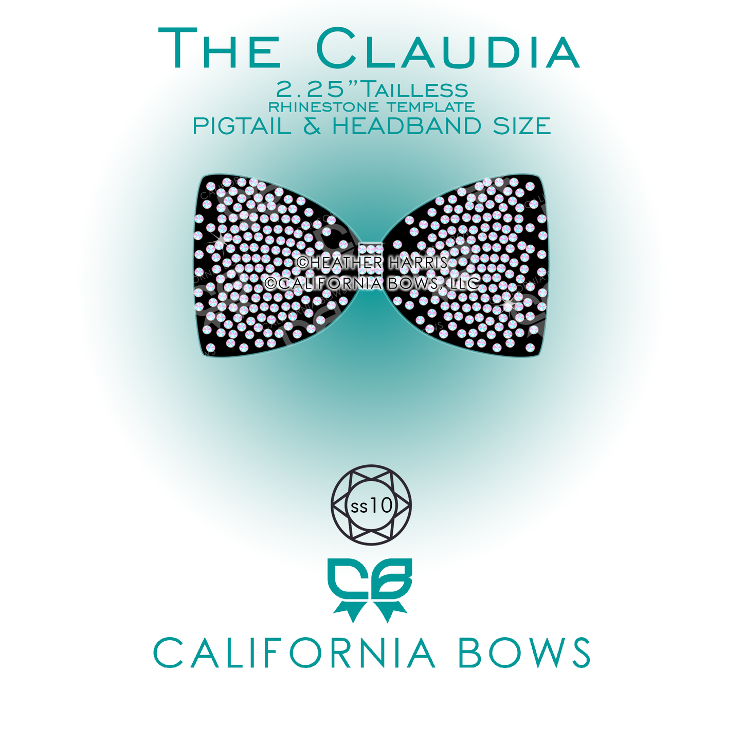 Claudia 2.25" Tailless Bow Rhinestone Template Download