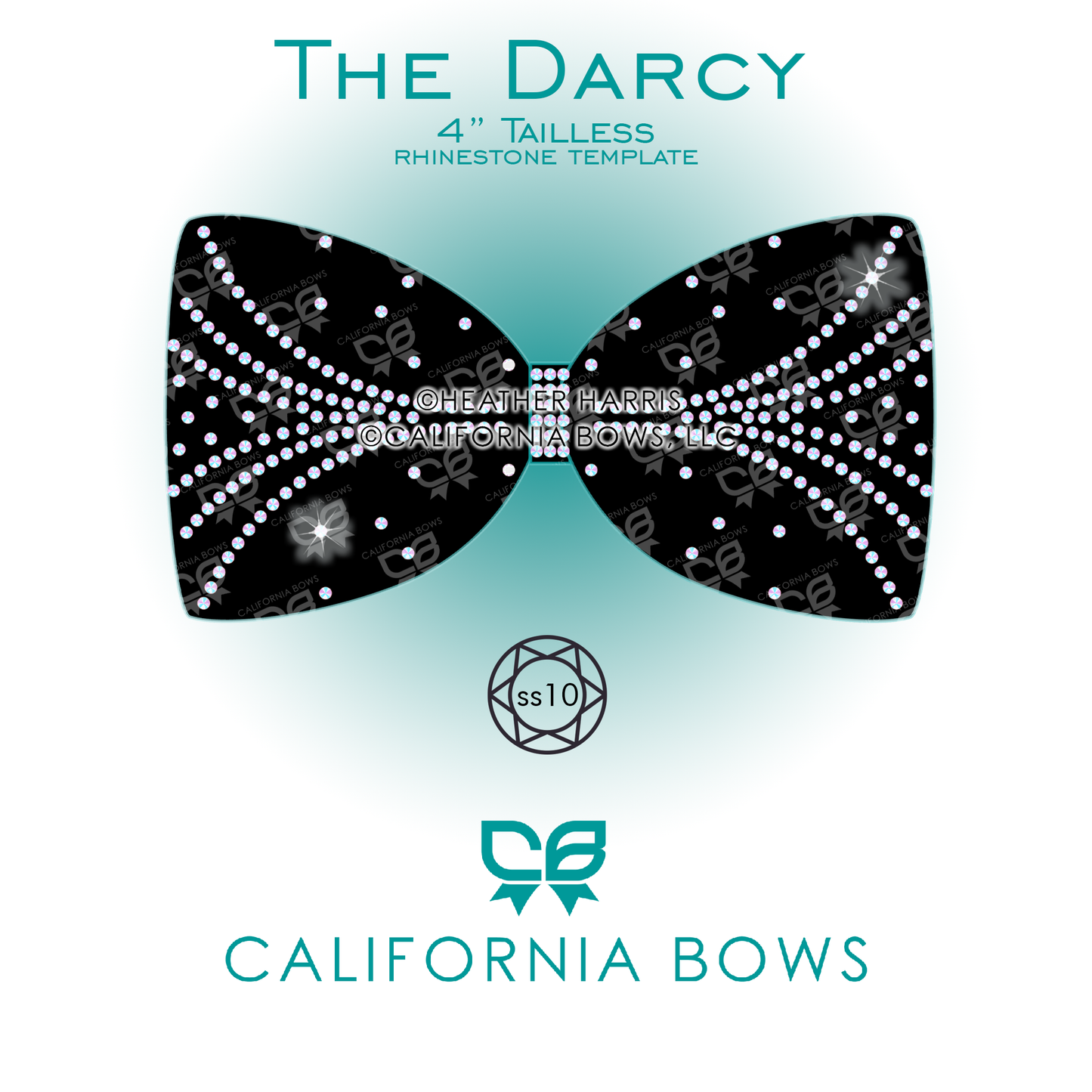 Darcy 4" Tailless Bow Rhinestone Template Download