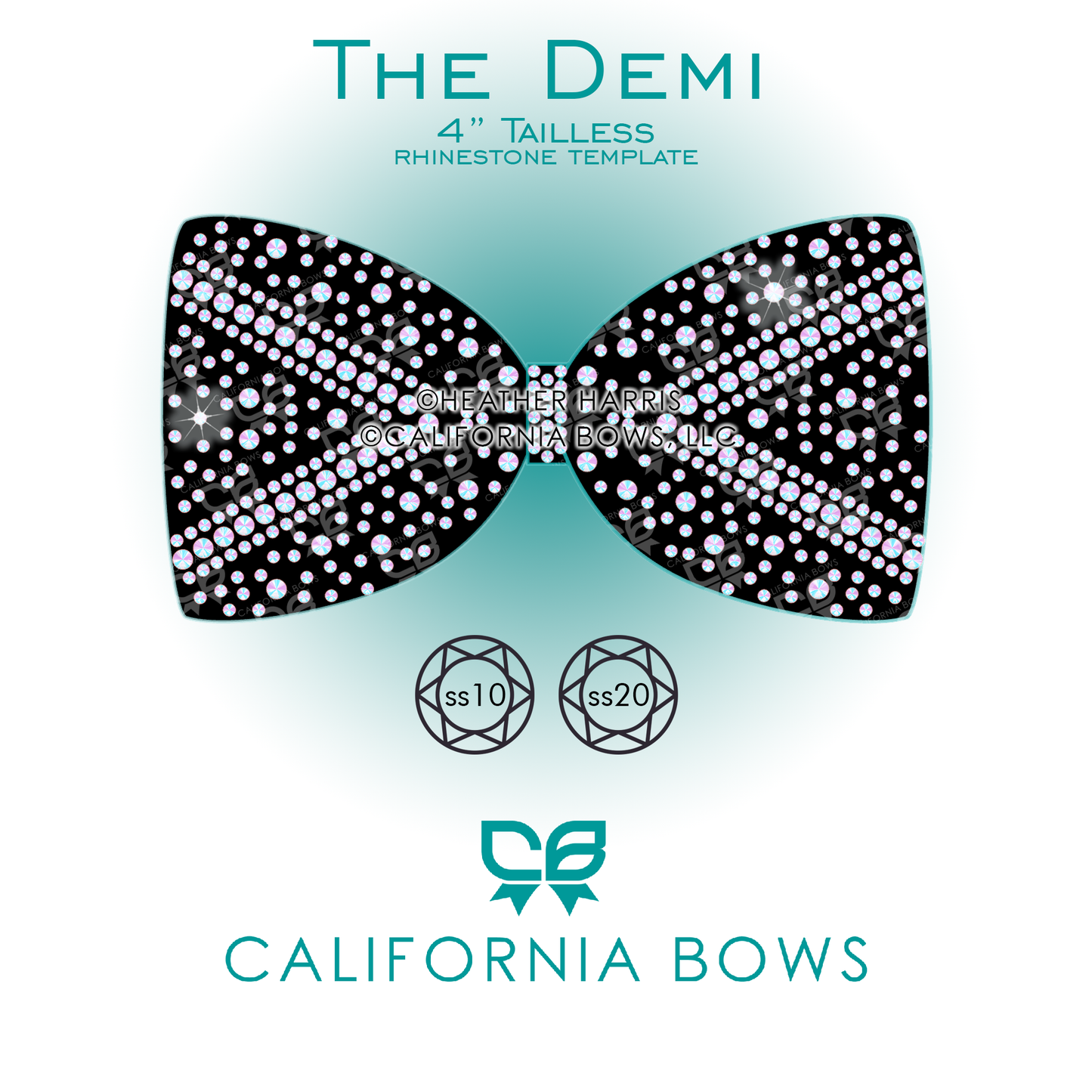Demi 4" Tailless Bow Rhinestone Template Download